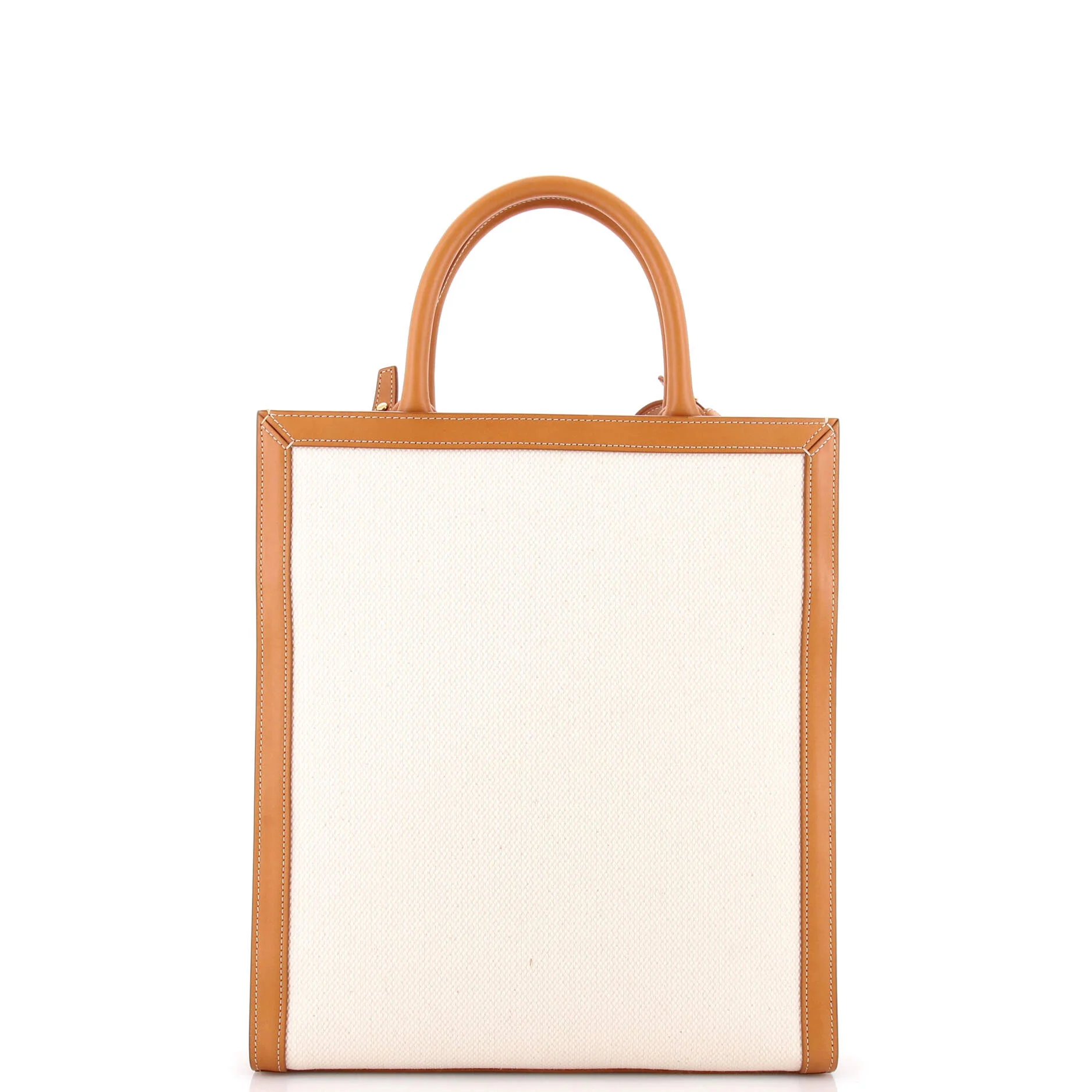 Vertical Cabas Tote Canvas with Leather Small - Image 3