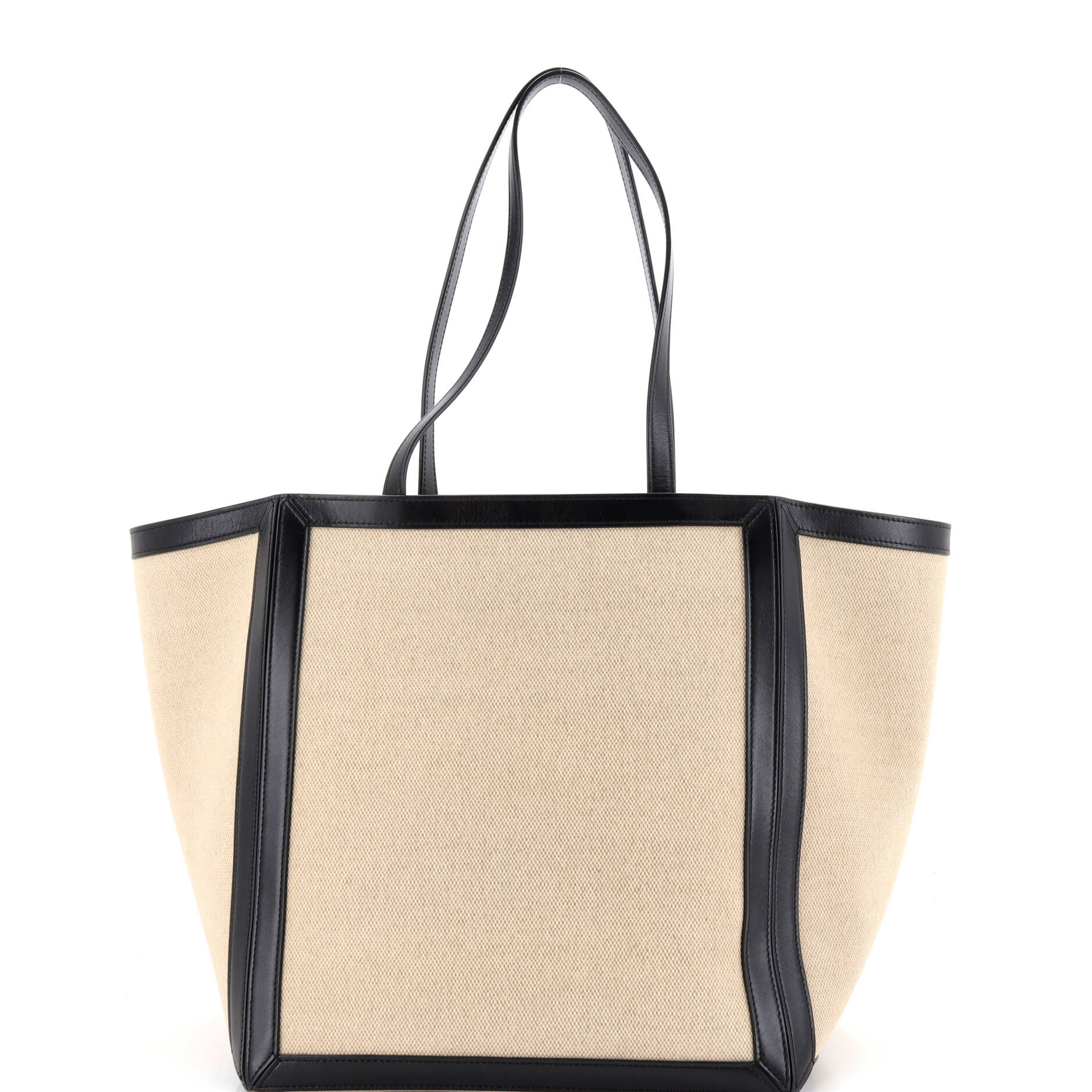 Vertical Square Cabas Tote Canvas with Leather Large - Image 3