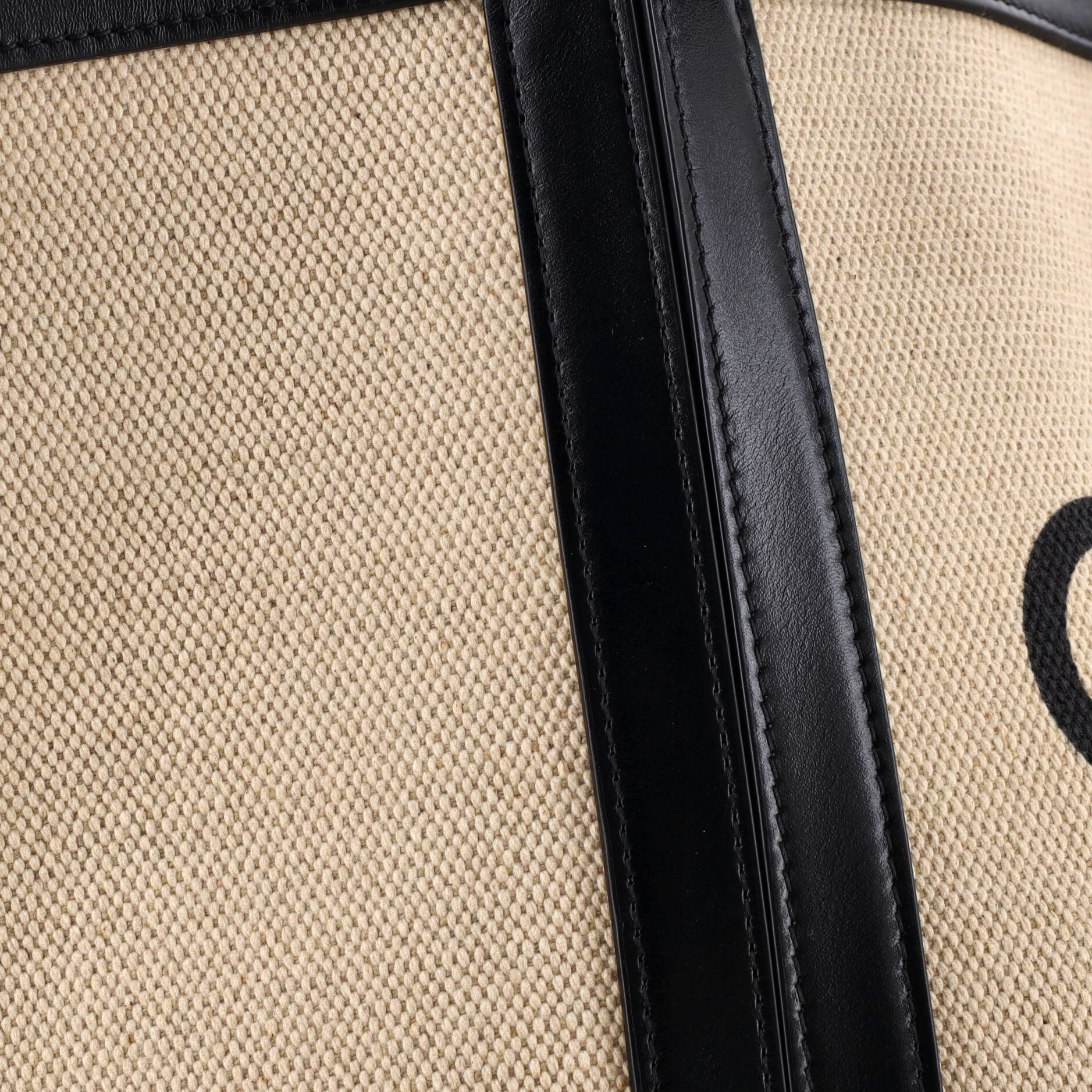 Vertical Square Cabas Tote Canvas with Leather Large - Image 5