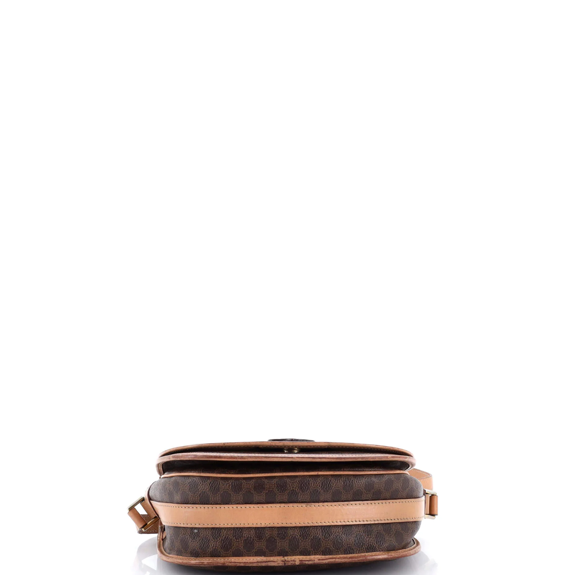 Vintage Saddle Flap Shoulder Bag Macadam Coated Canvas Small - Image 4