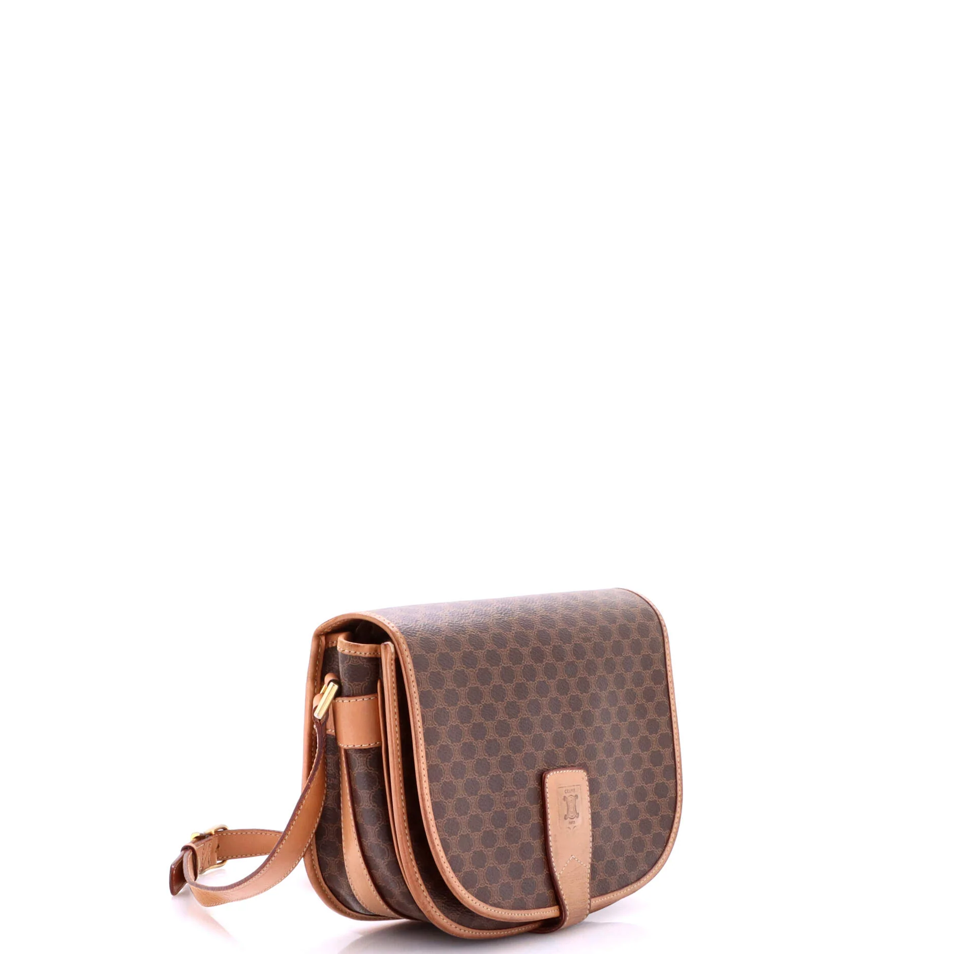 Vintage Saddle Flap Shoulder Bag Macadam Coated Canvas Small - Image 2