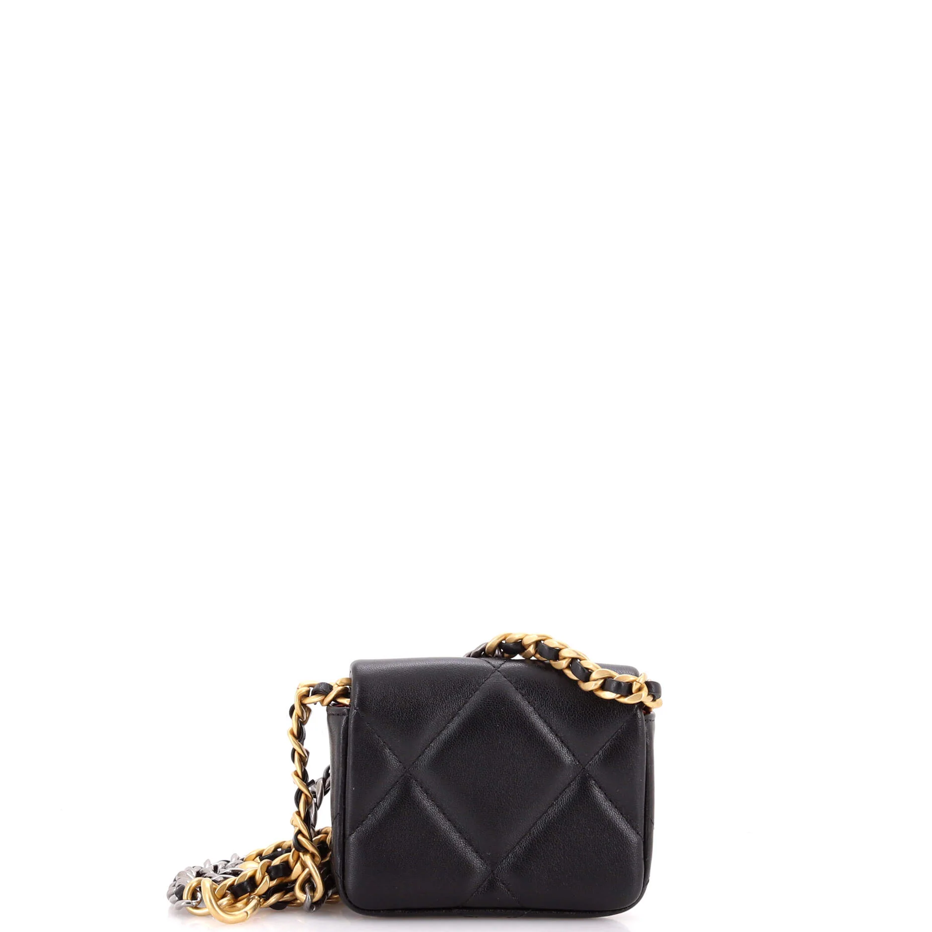 19 Convertible Flap Coin Purse With Chain Quilted Lambskin - Image 4