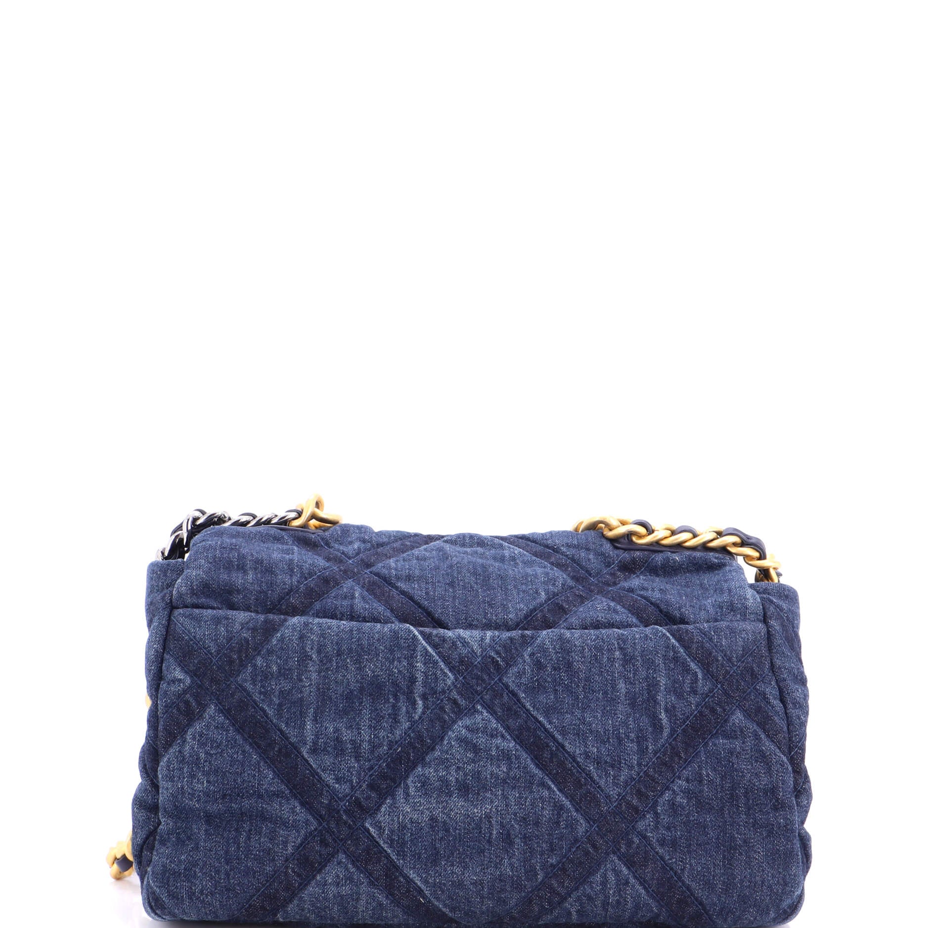 19 Flap Bag Quilted Denim Large - Image 3