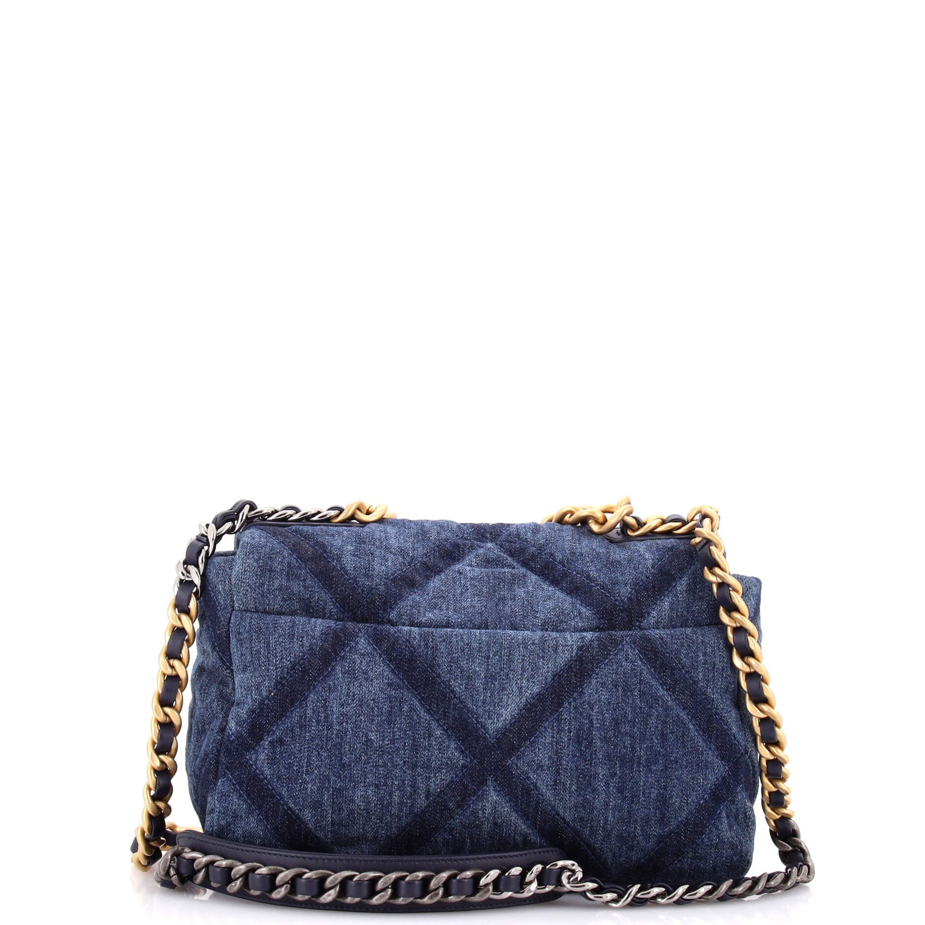 19 Flap Bag Quilted Denim Medium - Image 3