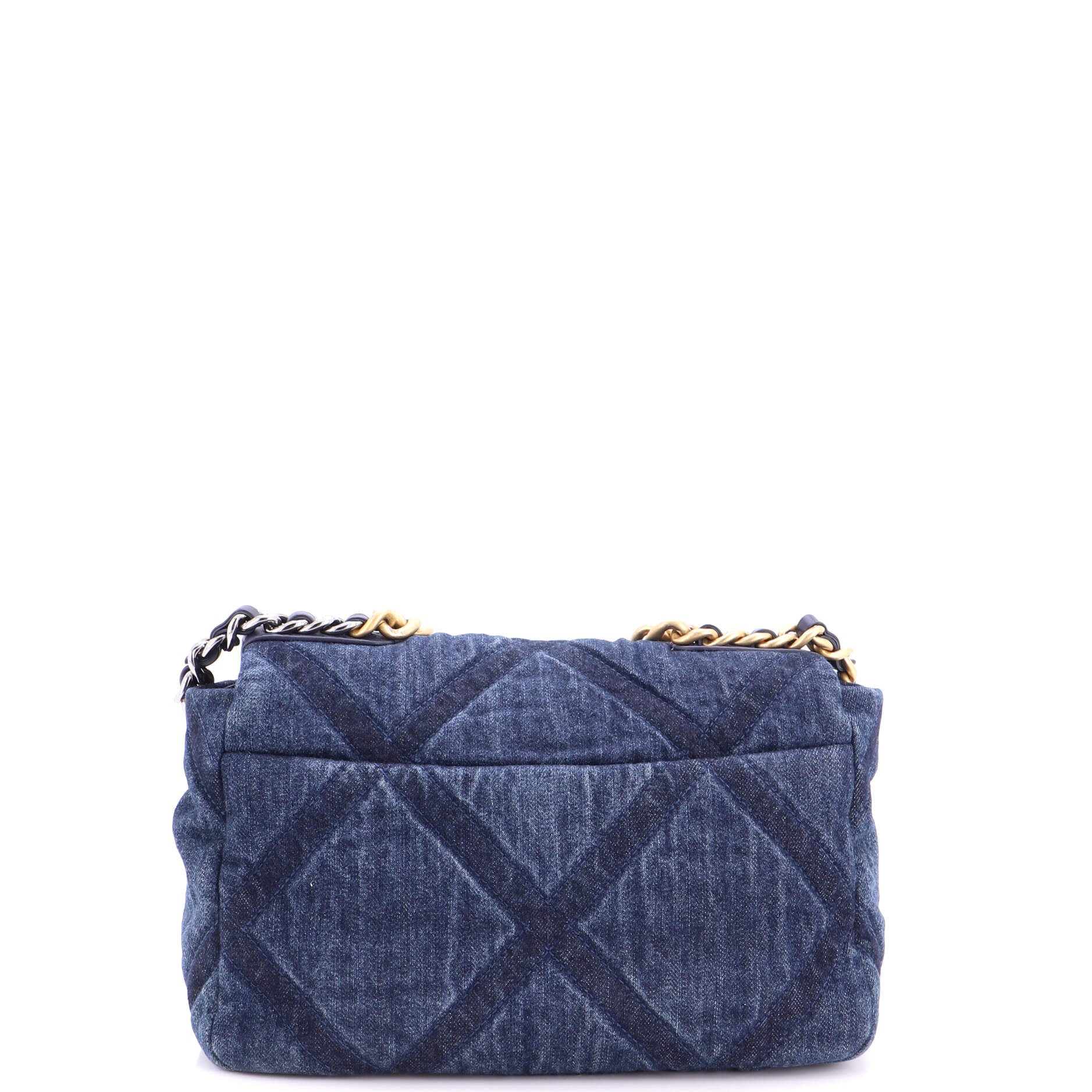 19 Flap Bag Quilted Denim Medium - Image 3