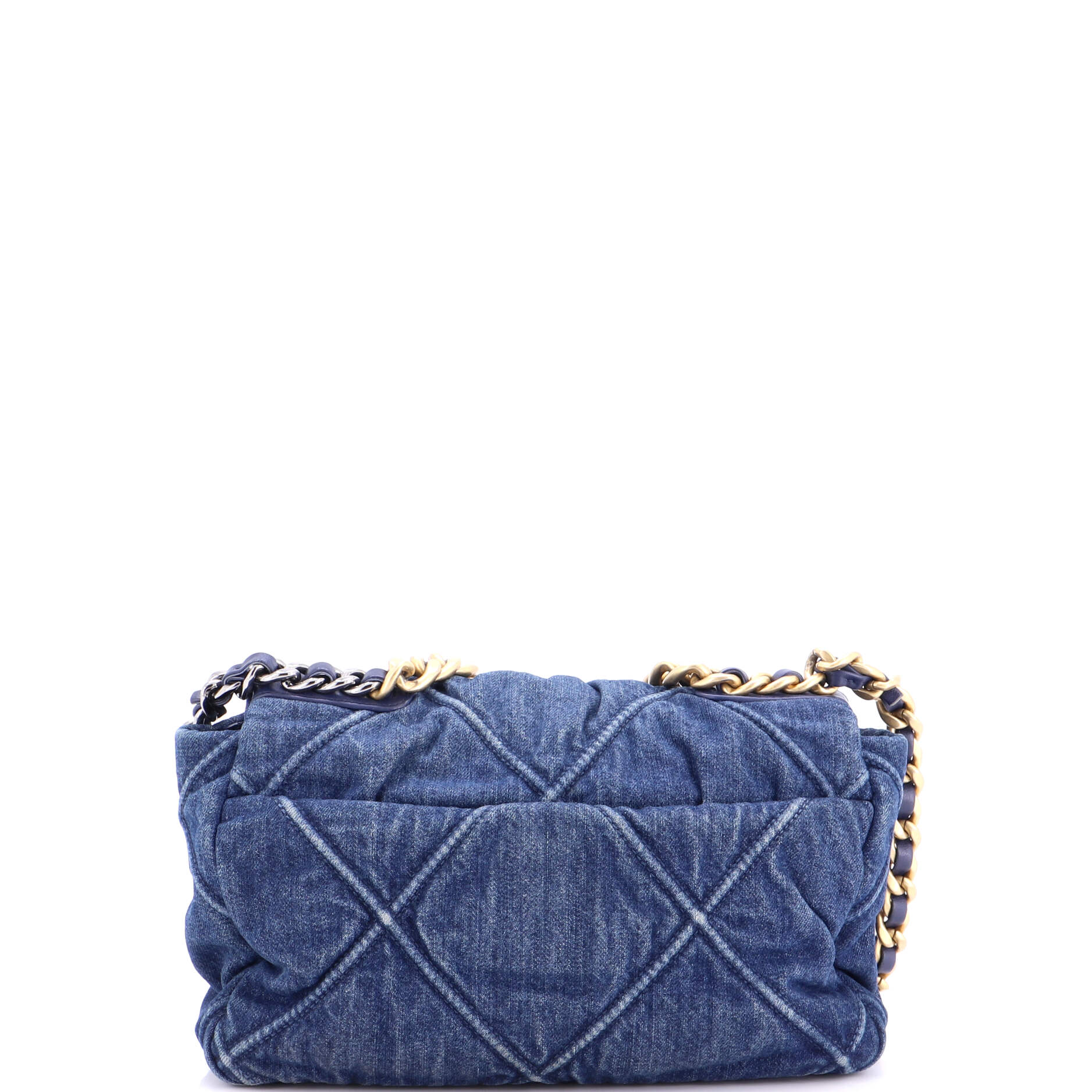 19 Flap Bag Quilted Denim Medium - Image 4