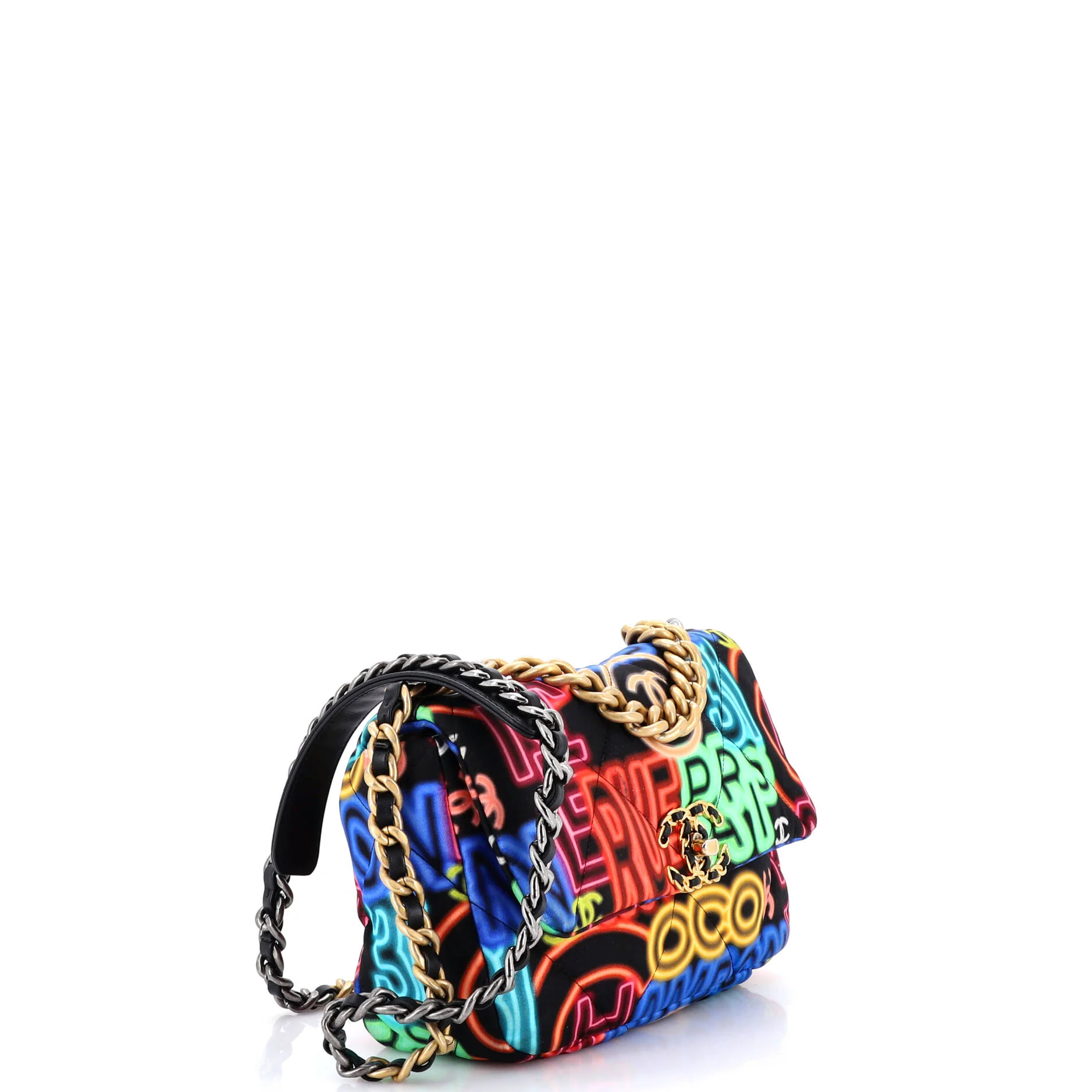 19 Flap Bag Quilted Graffiti Print Fabric Medium - Image 2