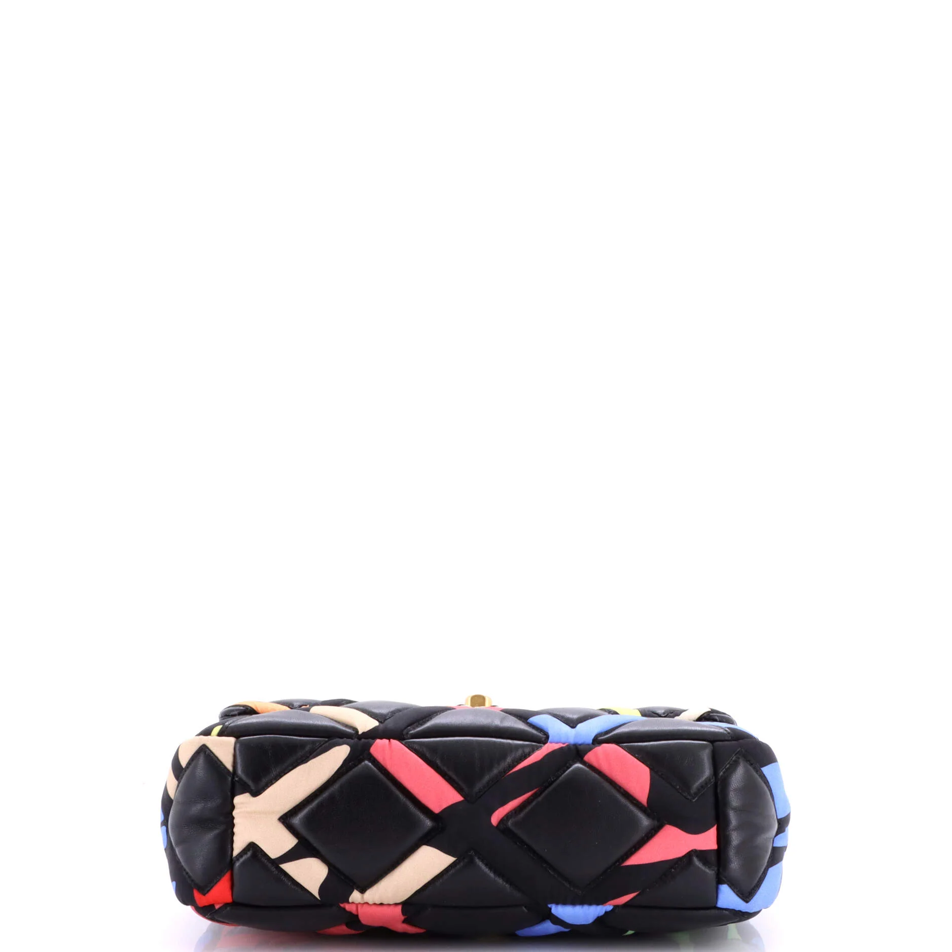19 Flap Bag Quilted Lambskin and Printed Silk Medium - Image 4