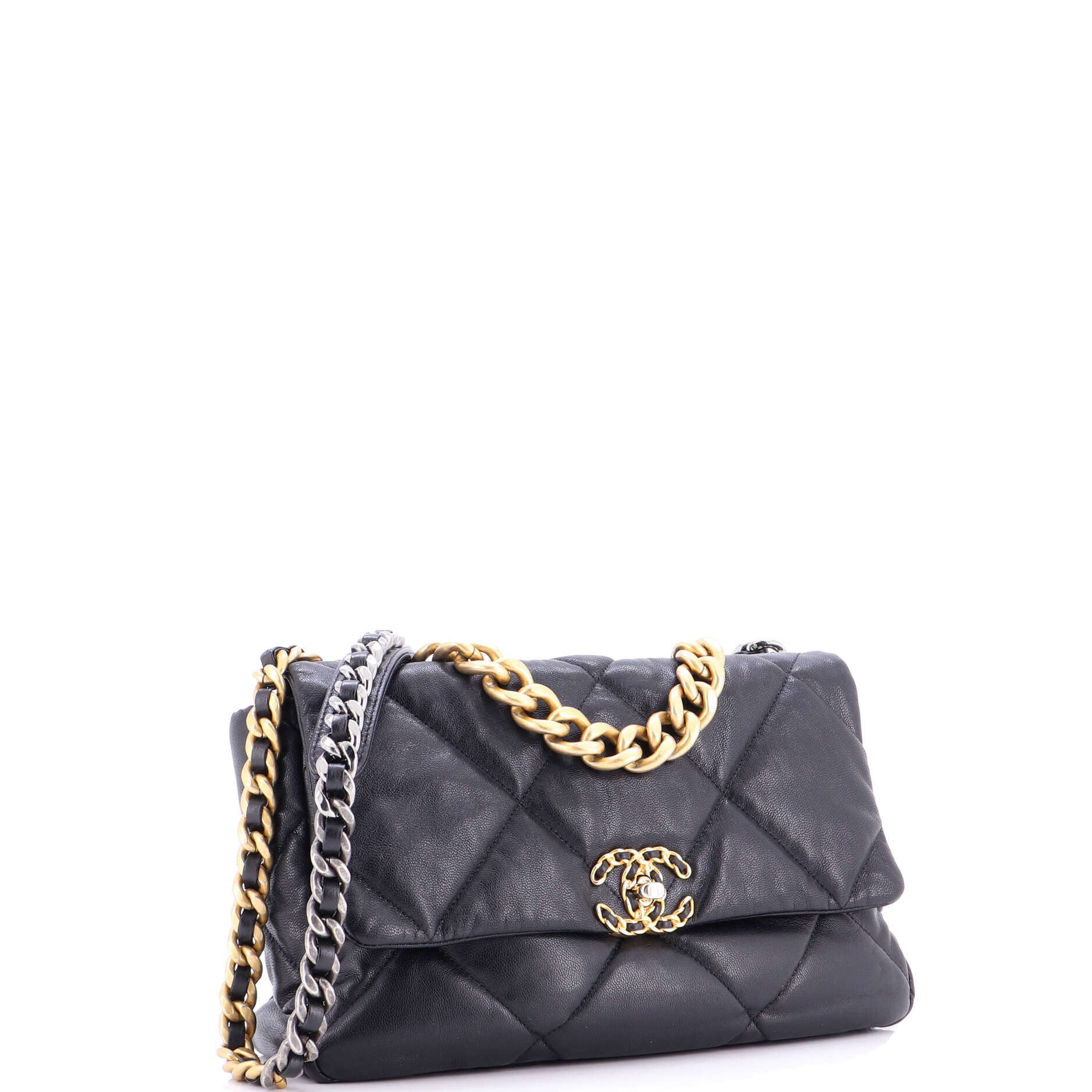 19 Flap Bag Quilted Leather Large - Image 3