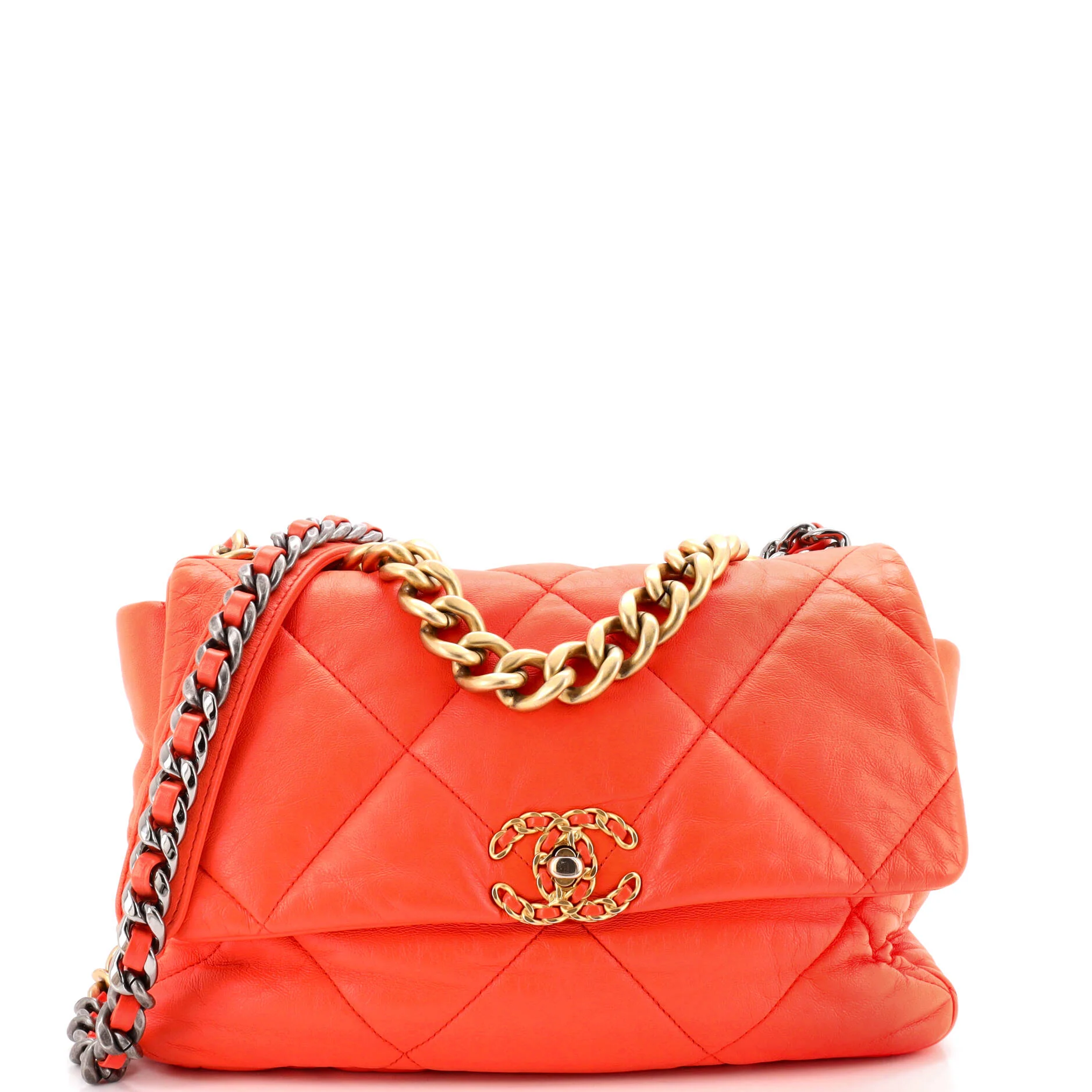 19 Flap Bag Quilted Leather Large