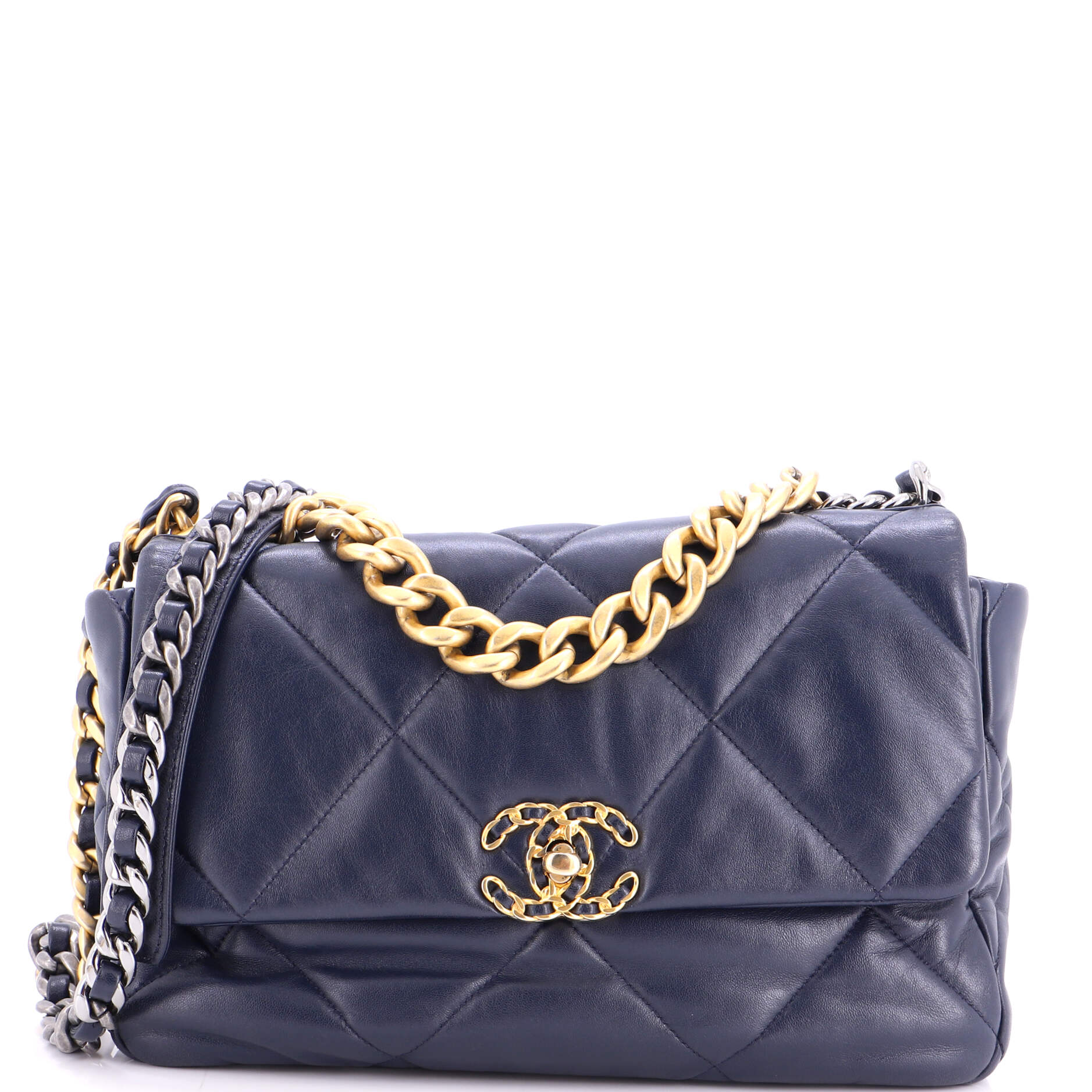 19 Flap Bag Quilted Leather Large