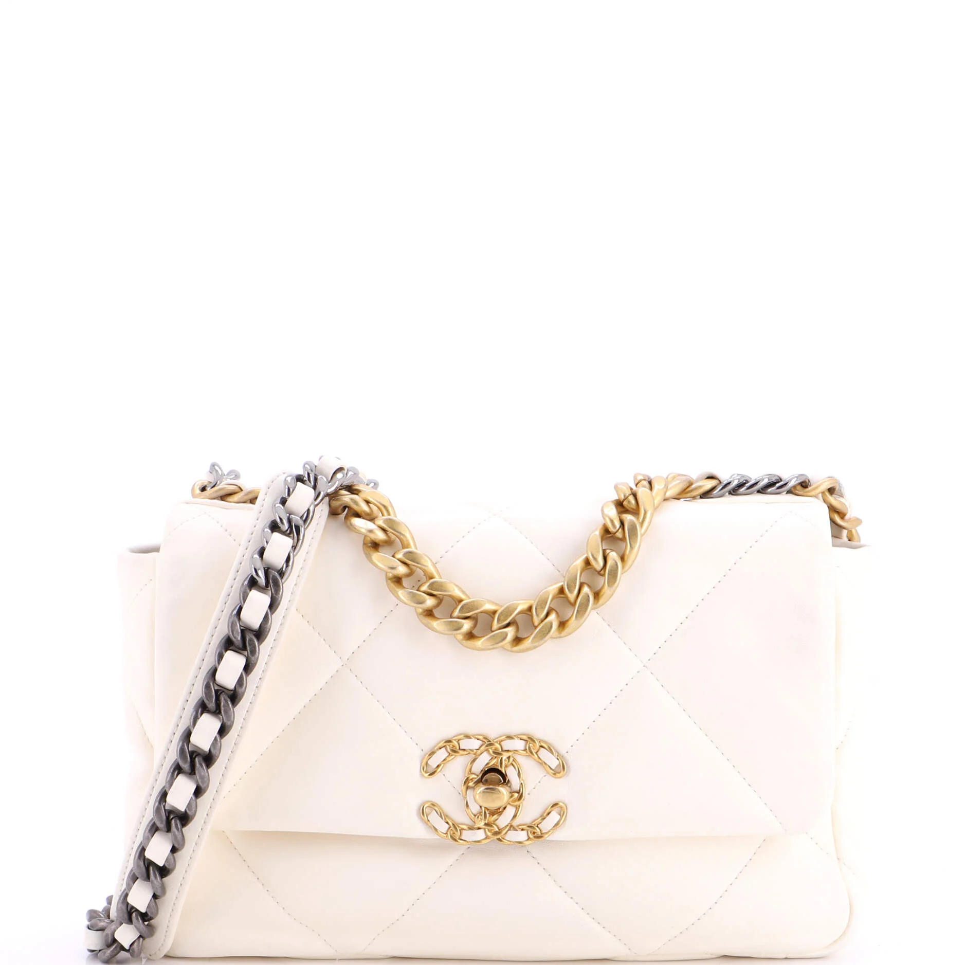 19 Flap Bag Quilted Leather Medium