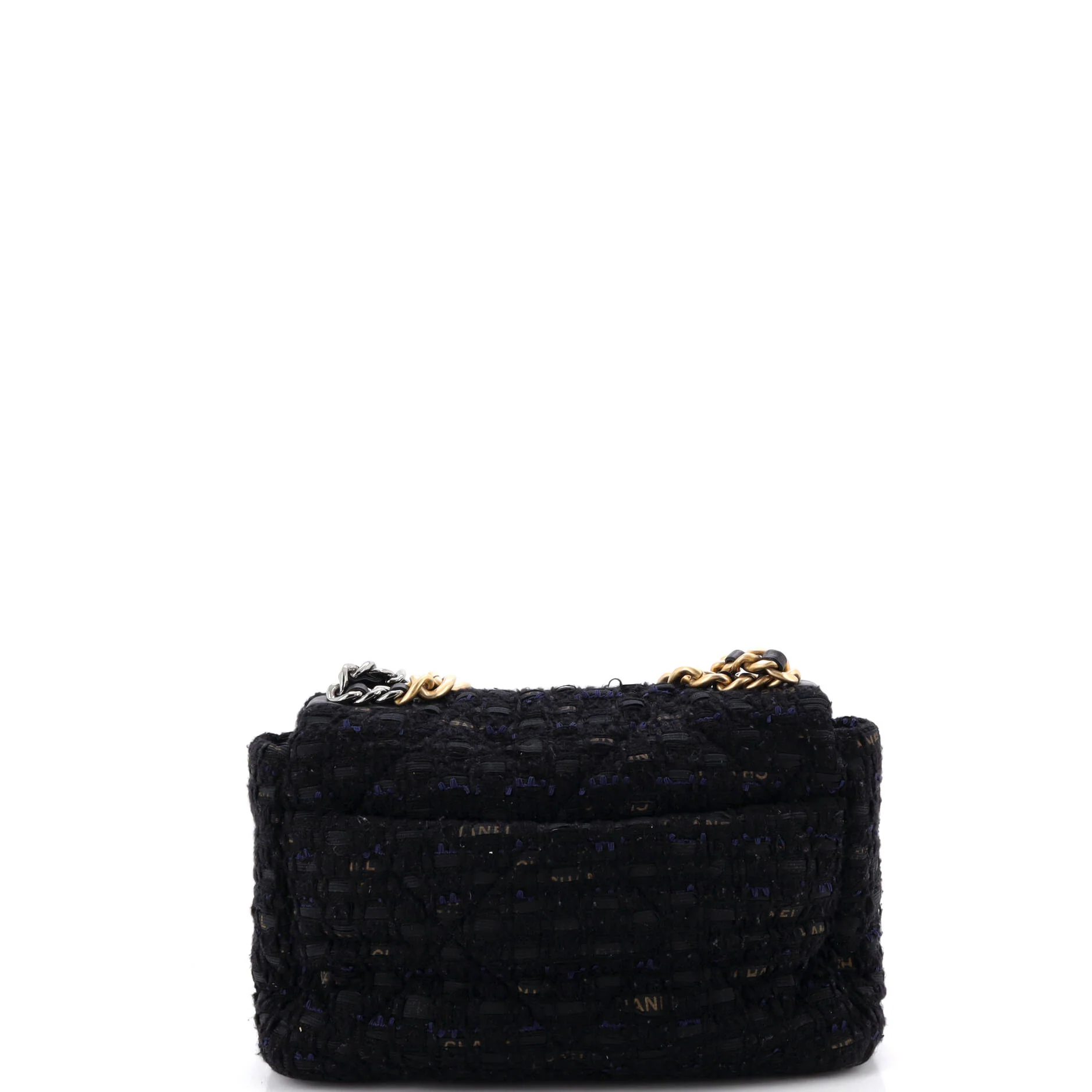 19 Flap Bag Quilted Tweed and Ribbon Large - Image 4