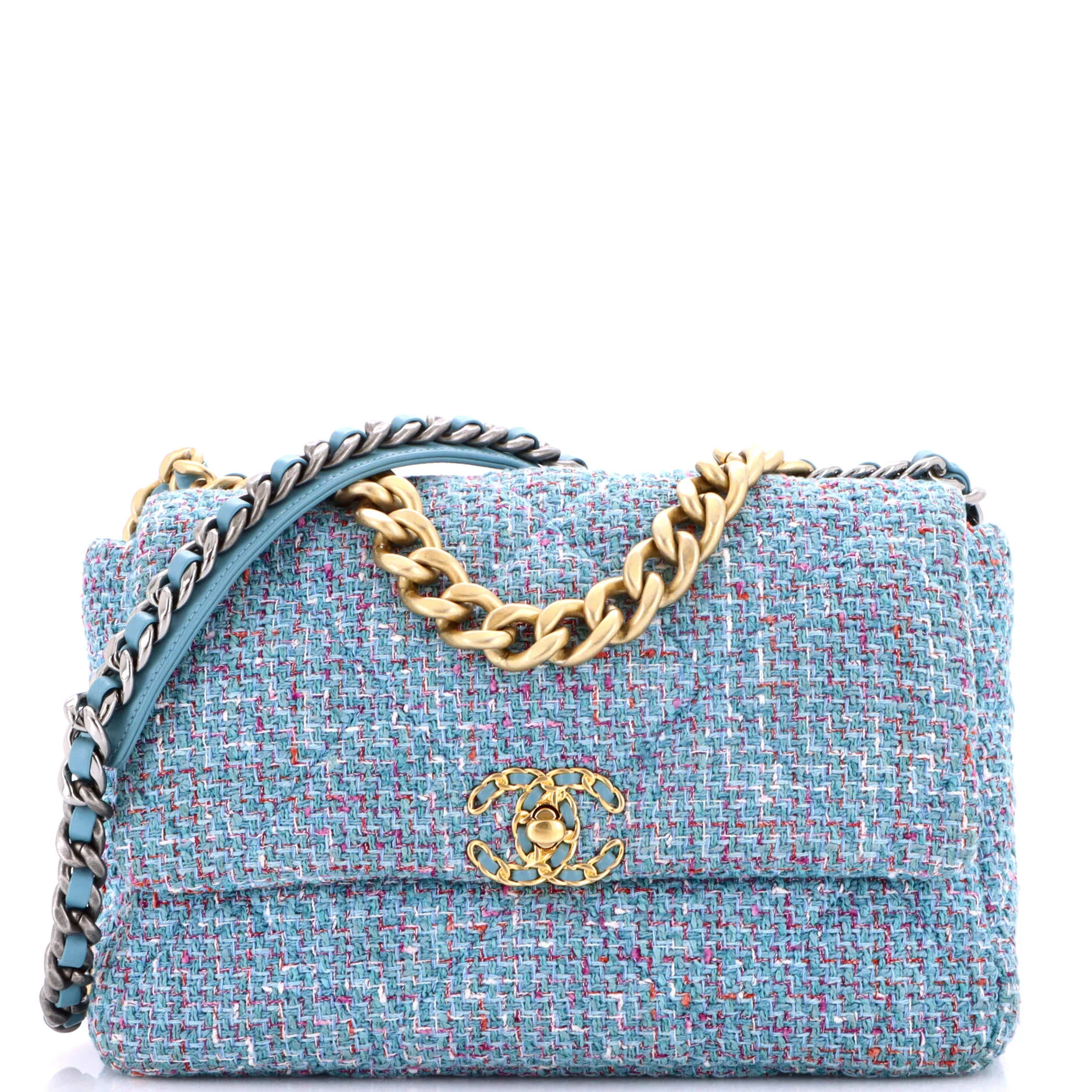 19 Flap Bag Quilted Tweed Large