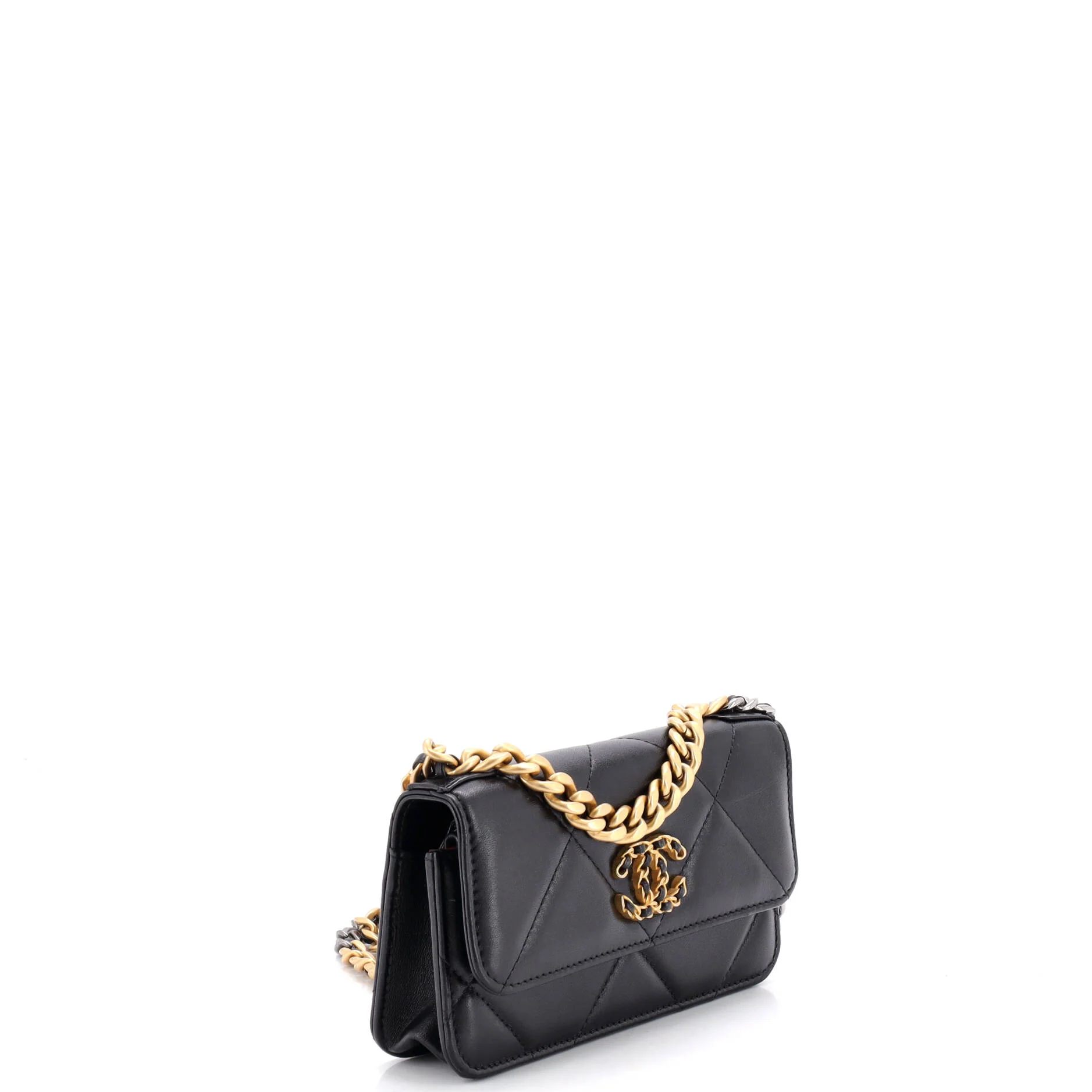 19 Flap Phone Holder with Chain Quilted Lambskin - Image 2