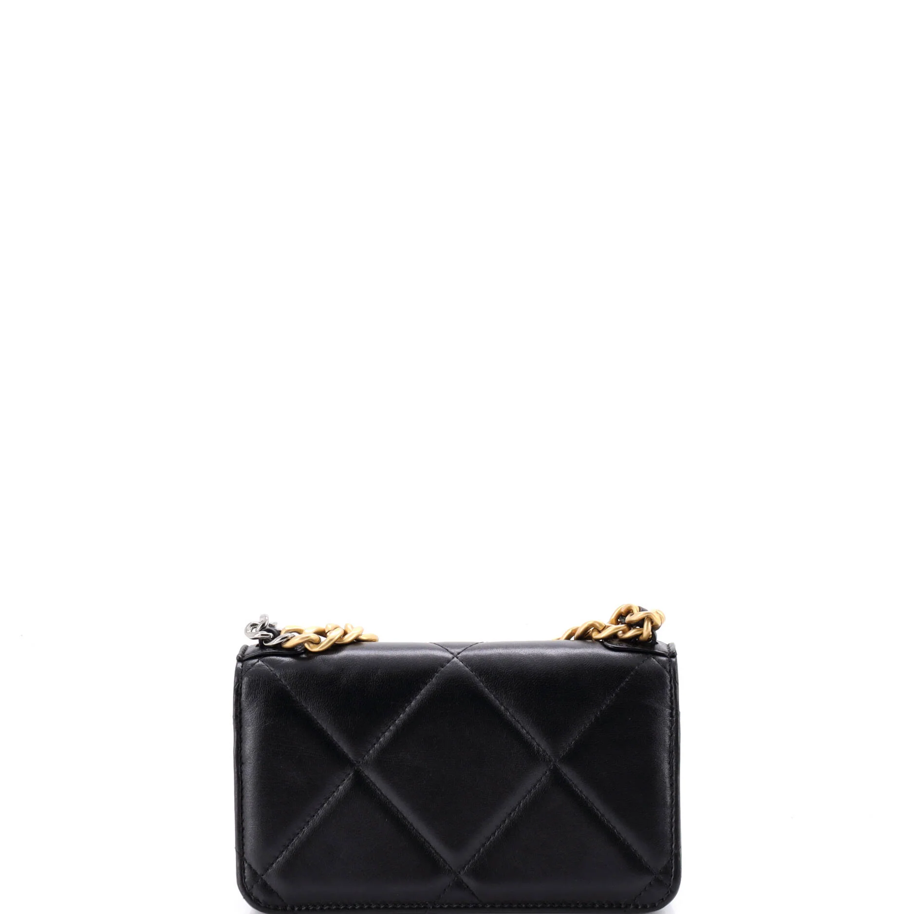 19 Flap Phone Holder with Chain Quilted Lambskin - Image 3