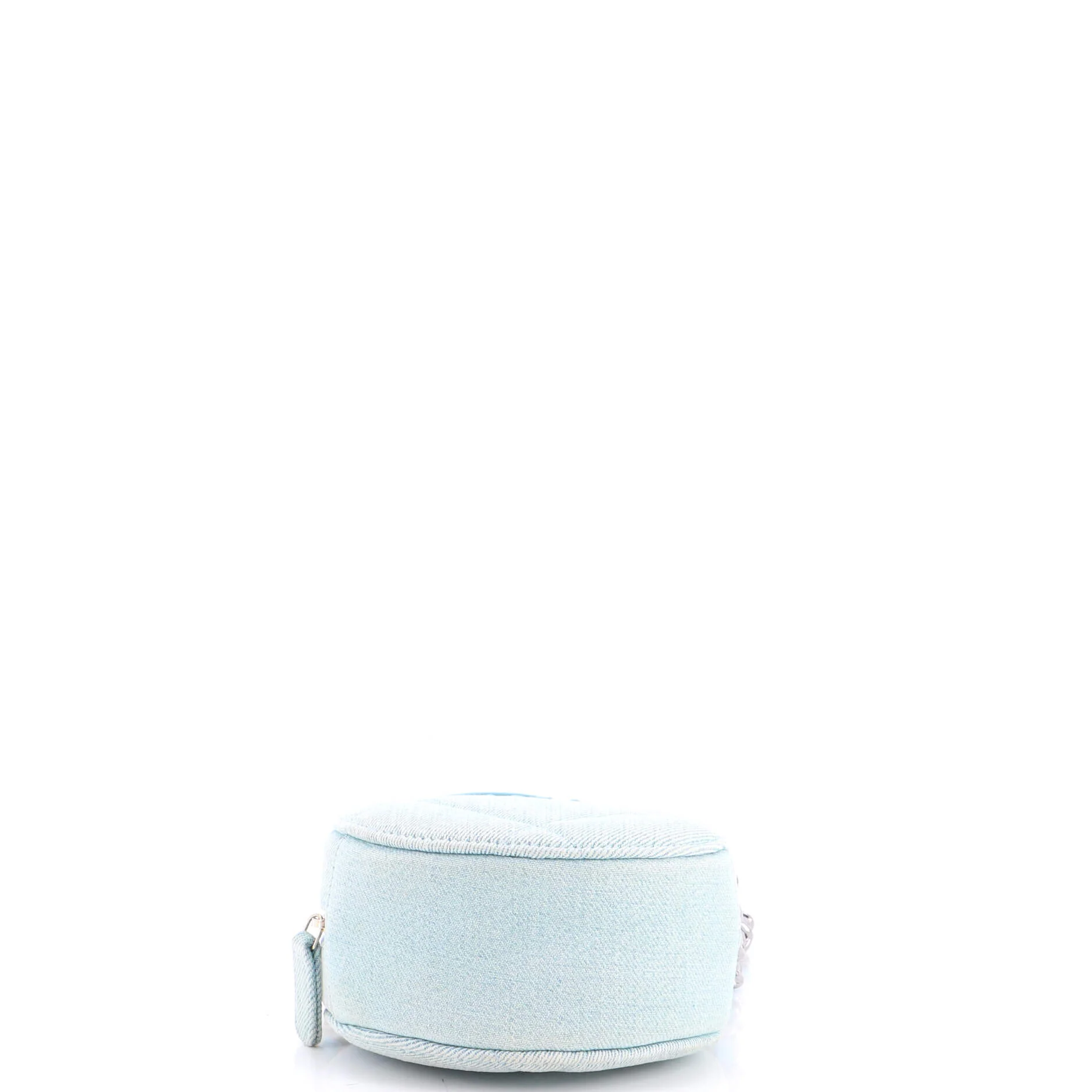 19 Round Clutch with Chain Quilted Denim - Image 4