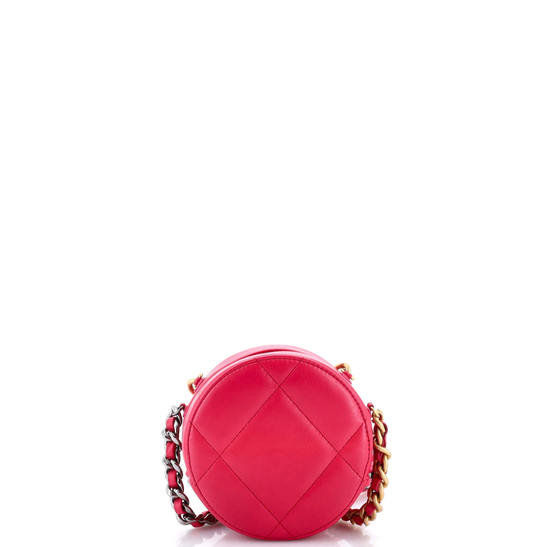 19 Round Clutch with Chain Quilted Leather - Image 3