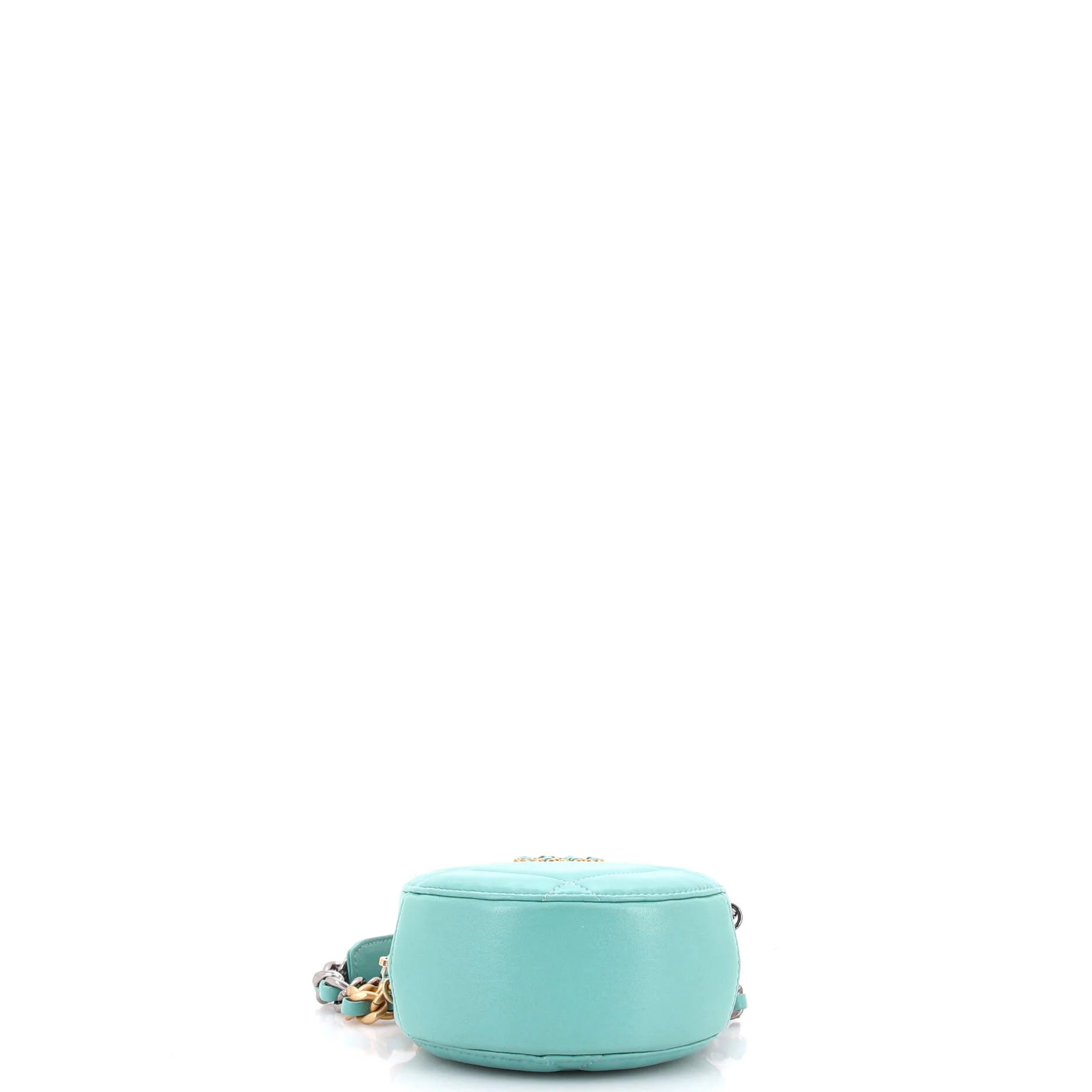 19 Round Clutch with Chain Quilted Leather - Image 4