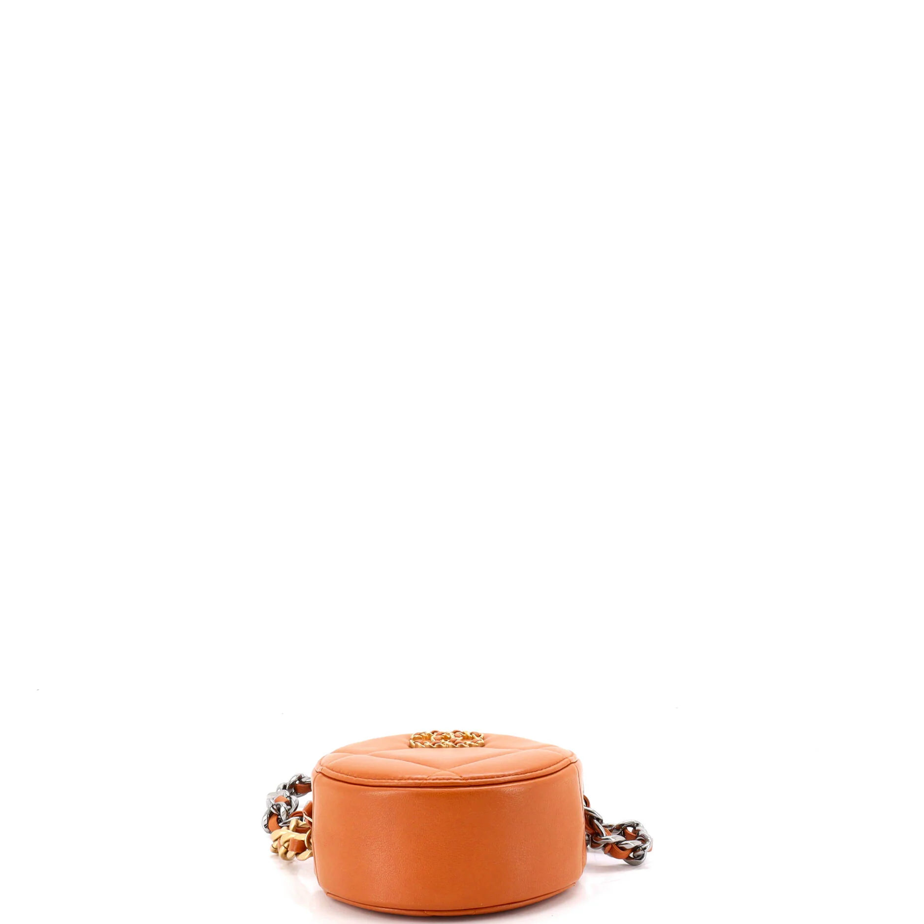 19 Round Clutch with Chain Quilted Leather - Image 4