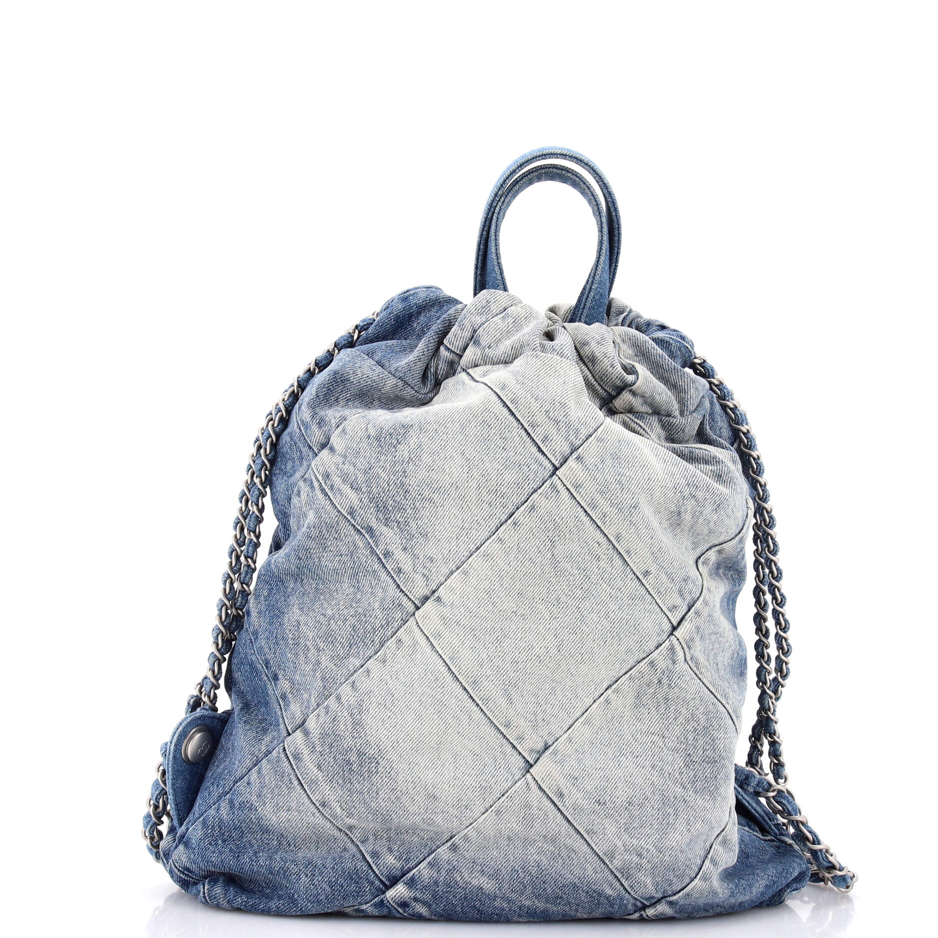 22 Chain Backpack Quilted Denim Medium - Image 3