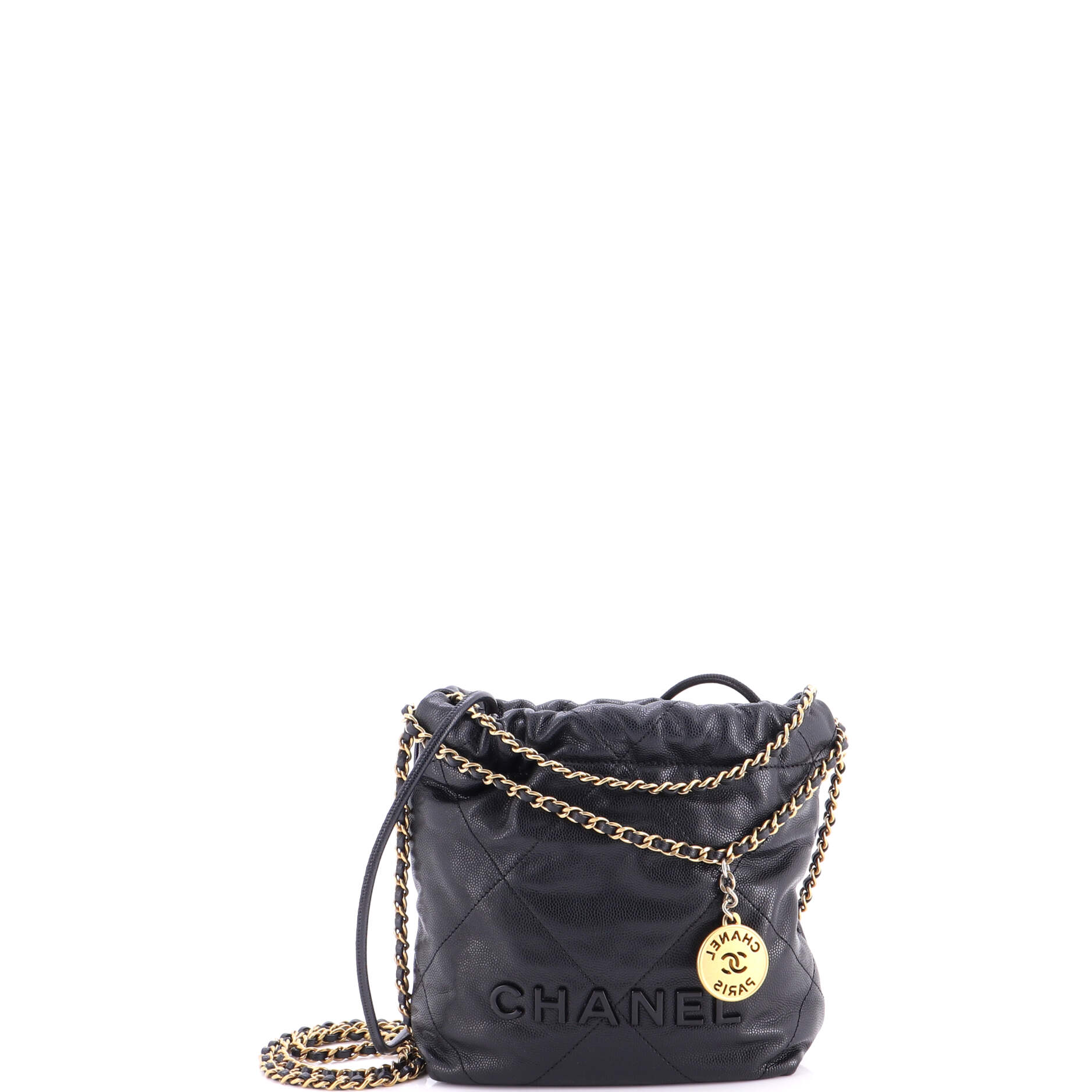 22 Chain Hobo Quilted Caviar Mini