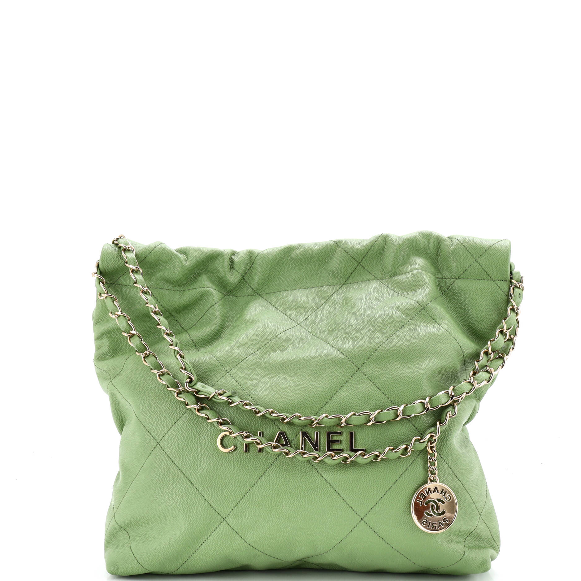 22 Chain Hobo Quilted Caviar Small