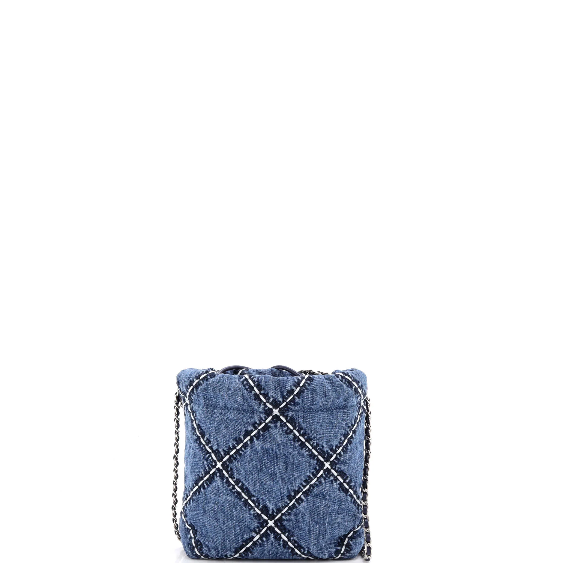 22 Chain Hobo Quilted Stitched Denim Mini - Image 3