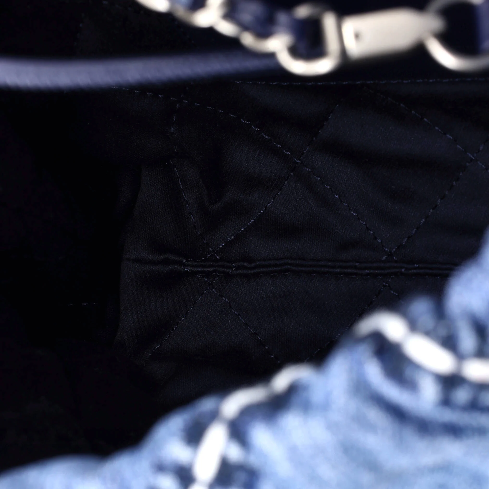 22 Chain Hobo Quilted Stitched Denim Mini - Image 5