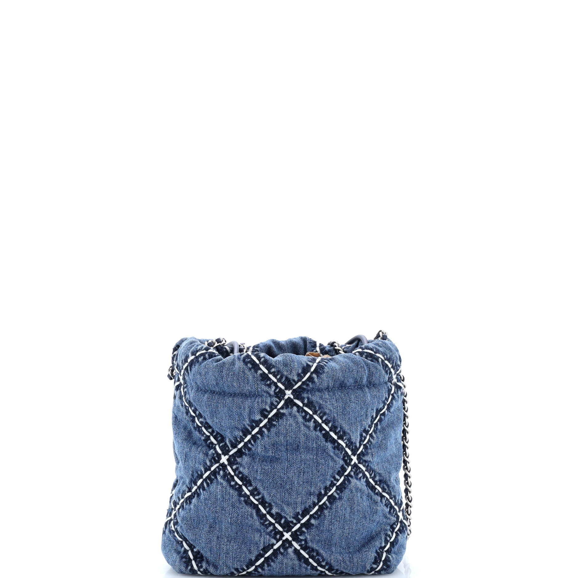 22 Chain Hobo Quilted Stitched Denim Mini - Image 3