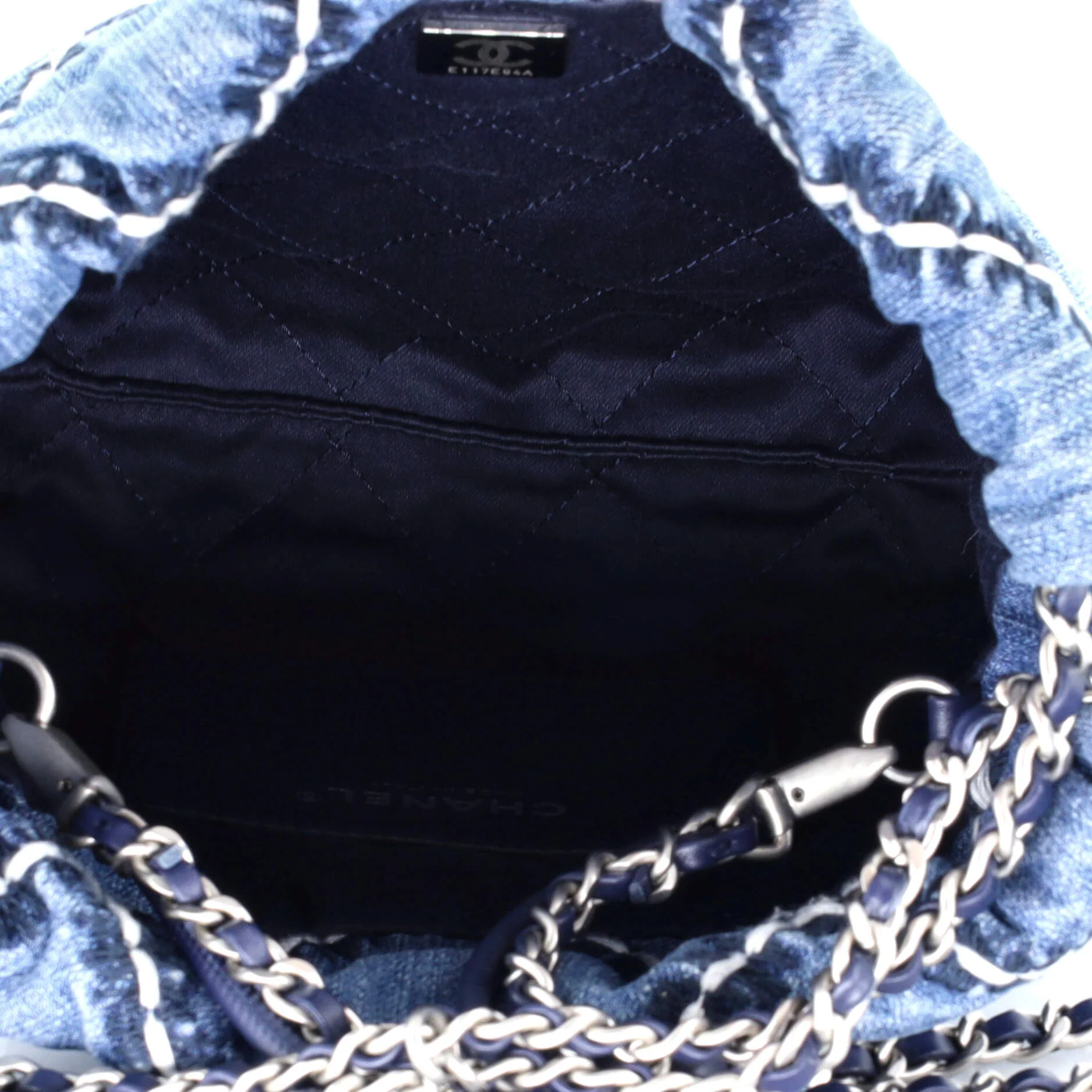 22 Chain Hobo Quilted Stitched Denim Mini - Image 5