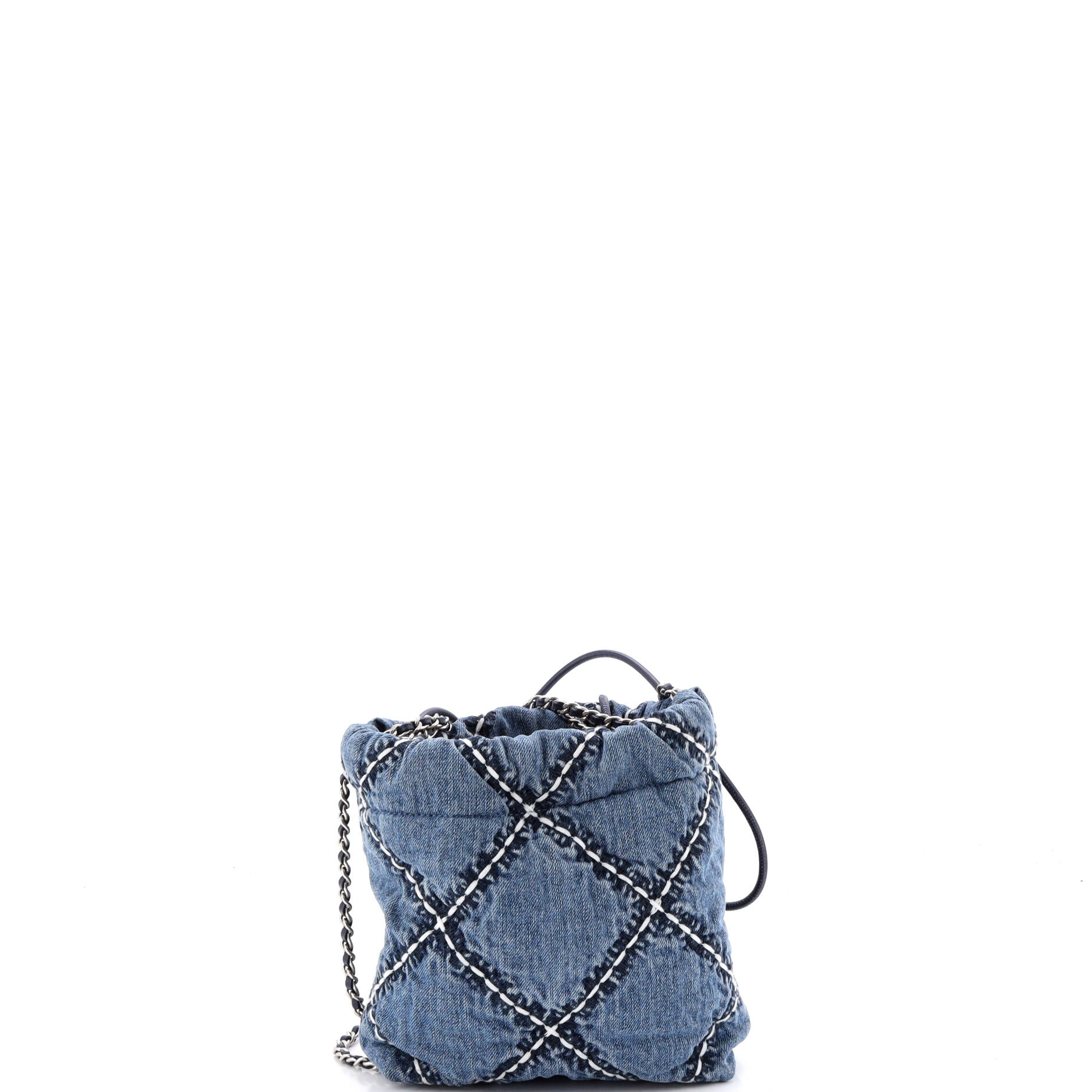 22 Chain Hobo Quilted Stitched Denim Mini - Image 3