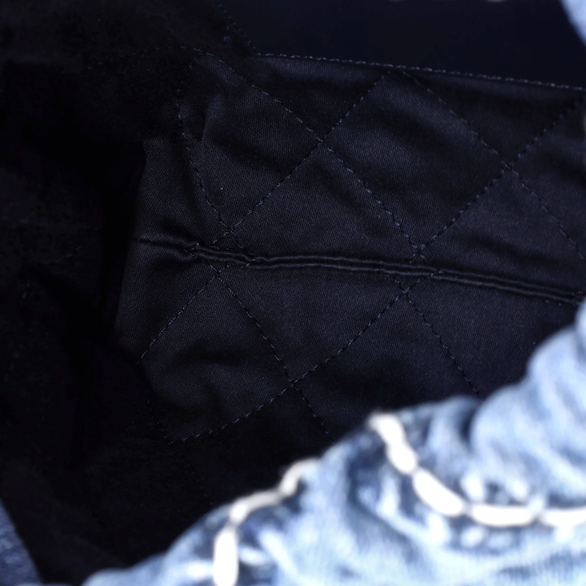 22 Chain Hobo Quilted Stitched Denim Mini - Image 5