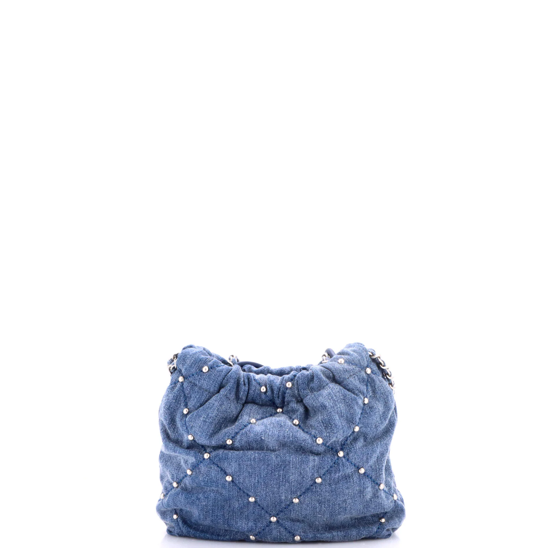 22 Chain Hobo Quilted Studded Denim Mini - Image 3