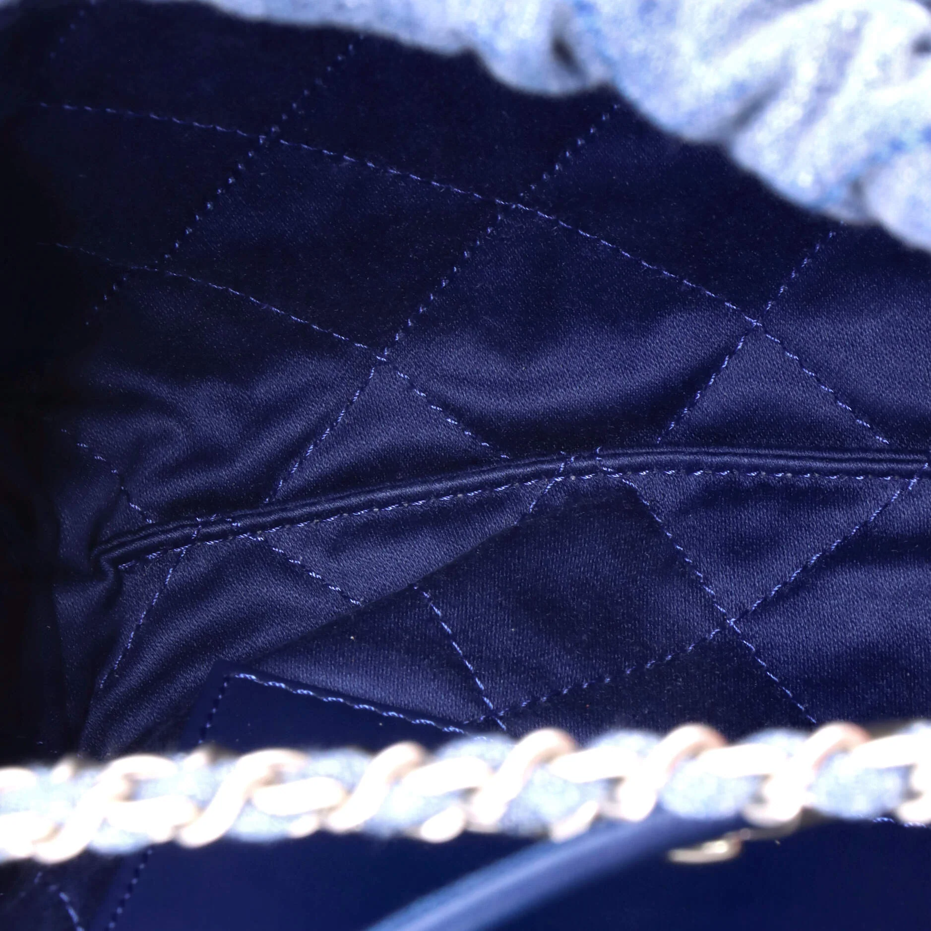 22 Chain Hobo Quilted Studded Denim Mini - Image 5