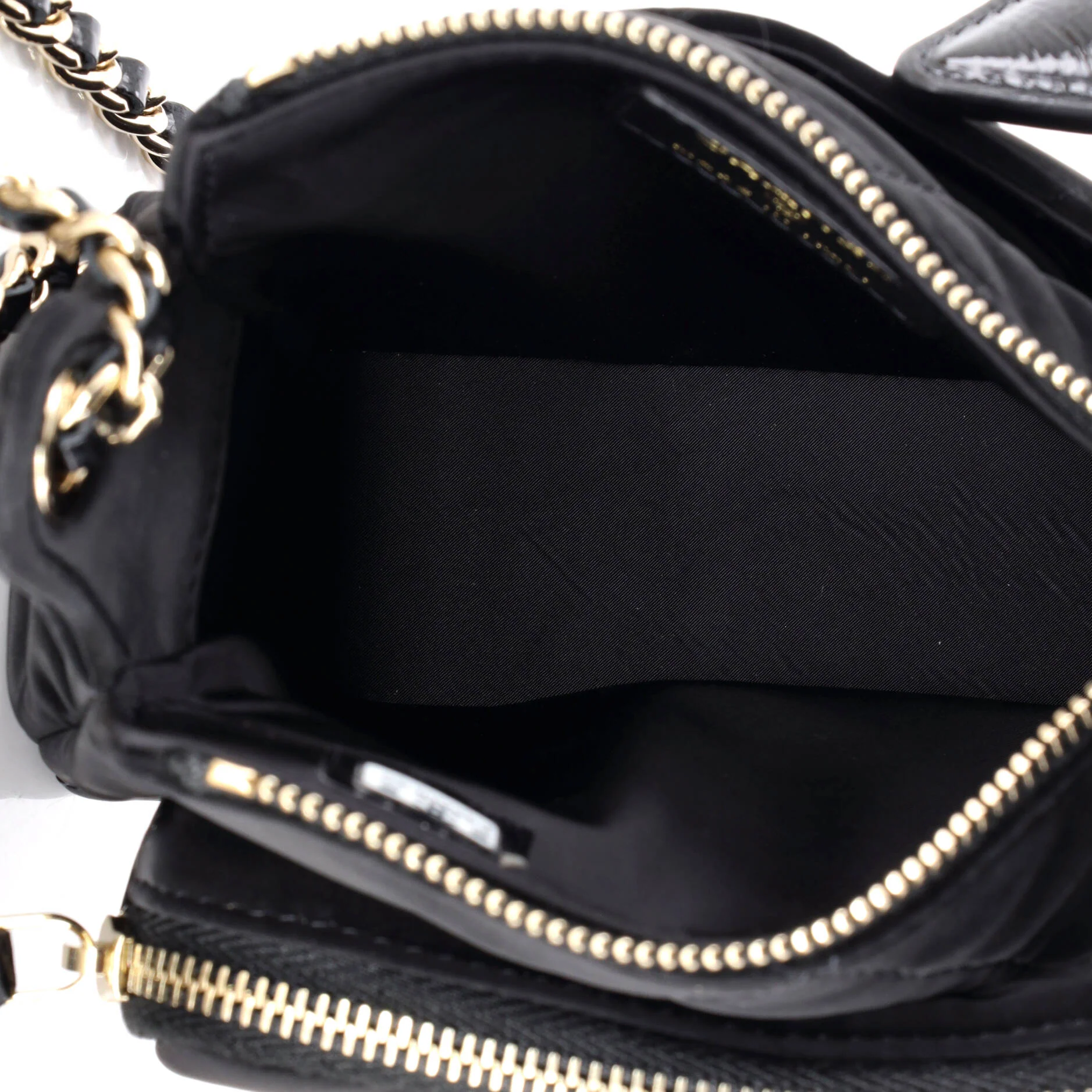 25 Clutch With Chain Quilted Velvet Effect Nylon and Shiny Crumpled Calfskin Mini - Image 5