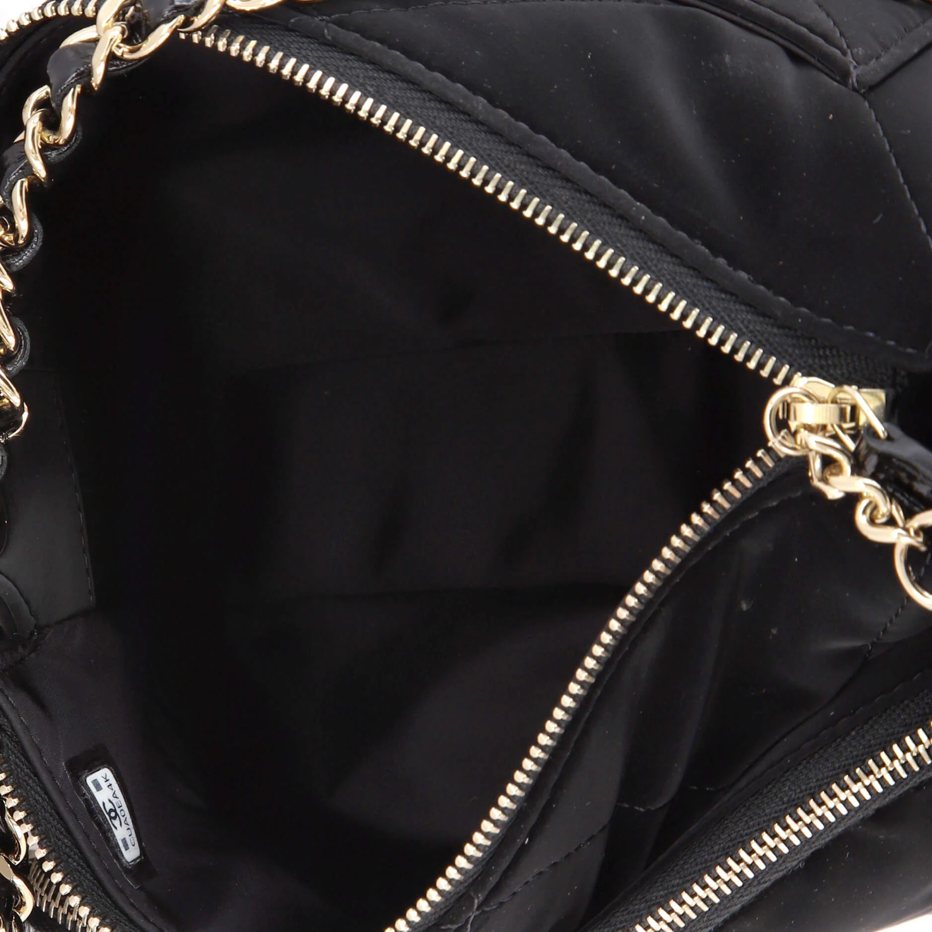 25 Clutch With Chain Quilted Velvet Effect Nylon and Shiny Crumpled Calfskin Mini - Image 5