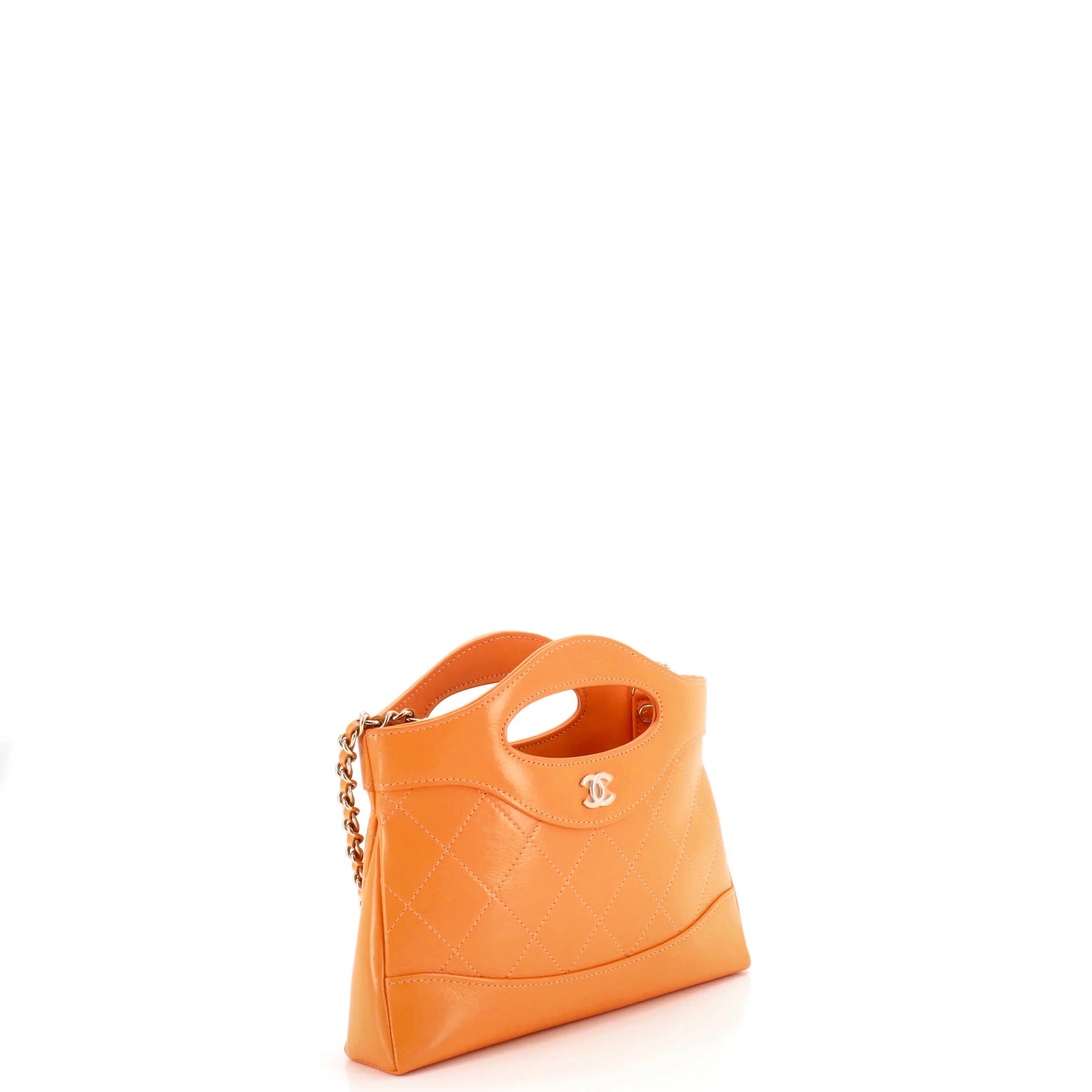 31 Shopping Bag Clutch with Chain Quilted Shiny Crumpled Calfskin Small - Image 2