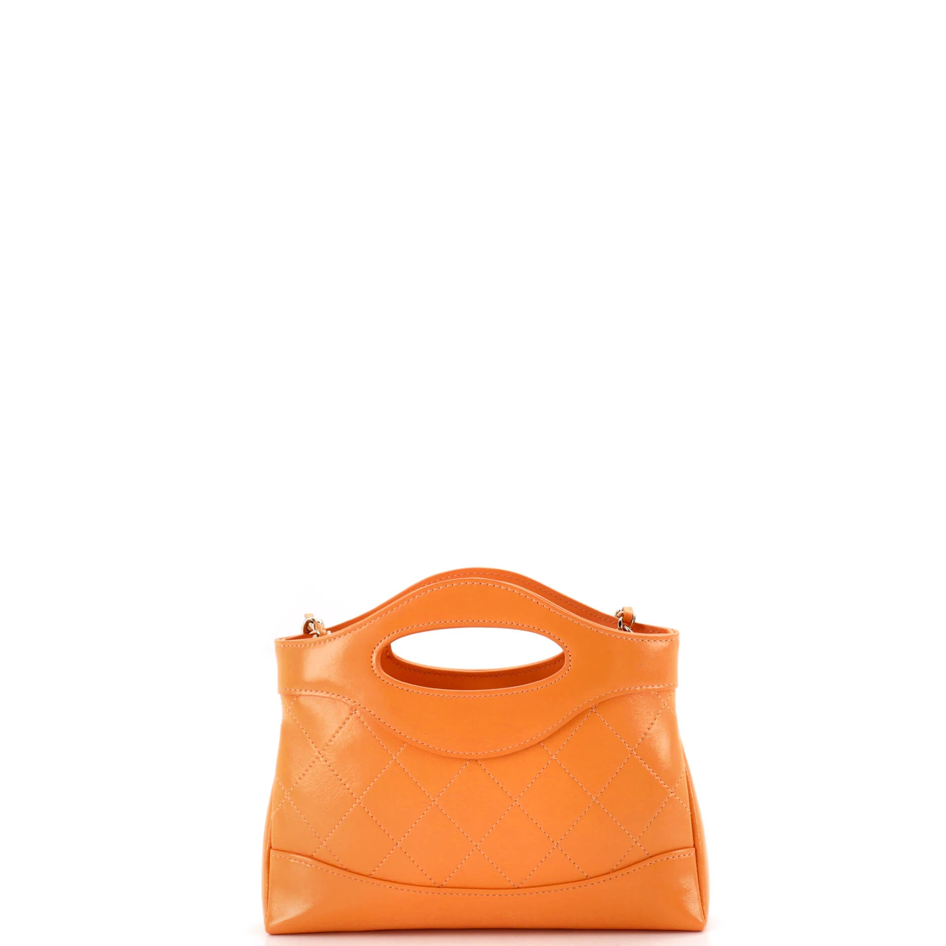 31 Shopping Bag Clutch with Chain Quilted Shiny Crumpled Calfskin Small - Image 3
