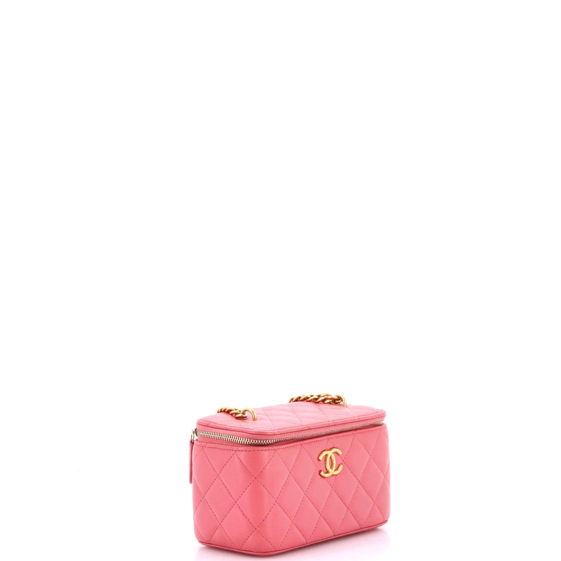 All Slide Long Vanity Case with Chain Quilted Lambskin Small - Image 2