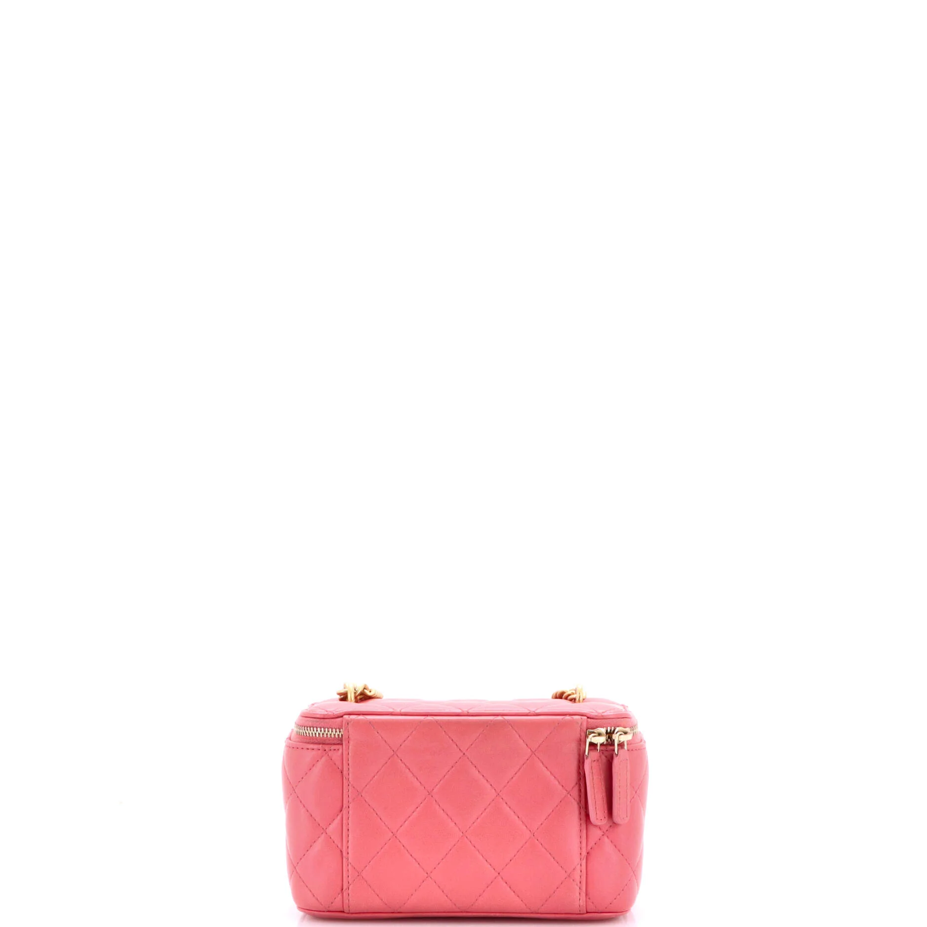 All Slide Long Vanity Case with Chain Quilted Lambskin Small - Image 3
