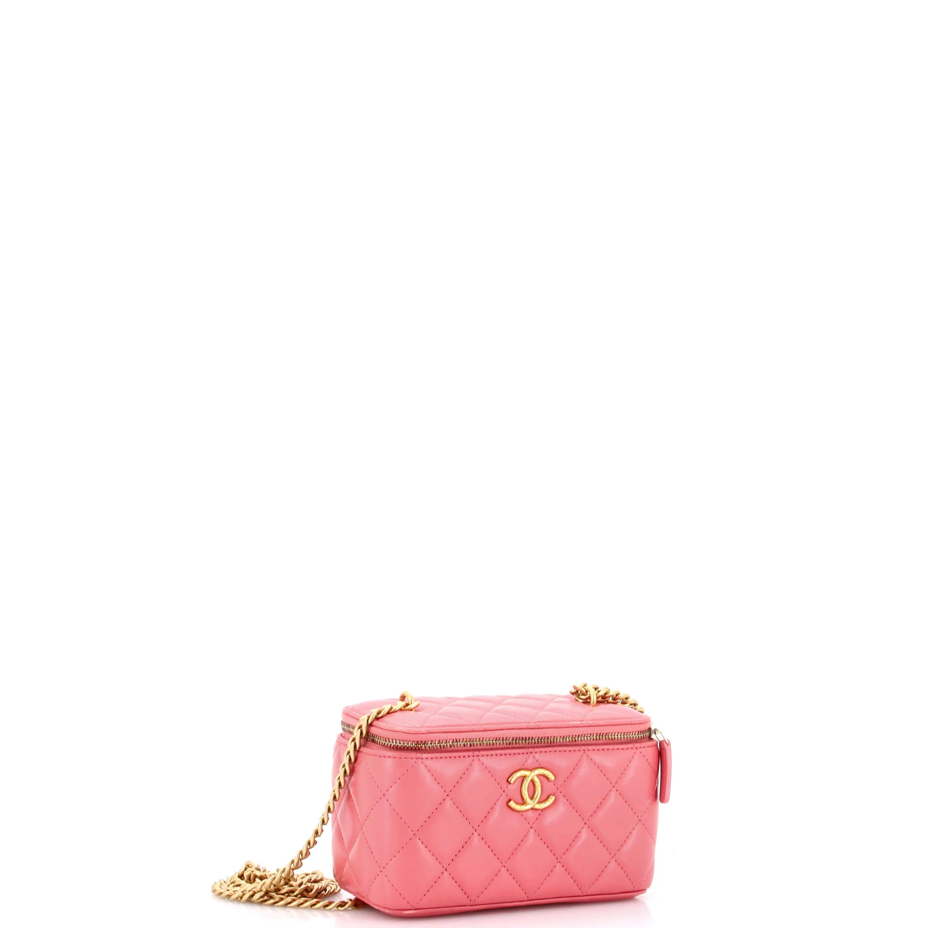 All Slide Long Vanity Case with Chain Quilted Lambskin Small - Image 2