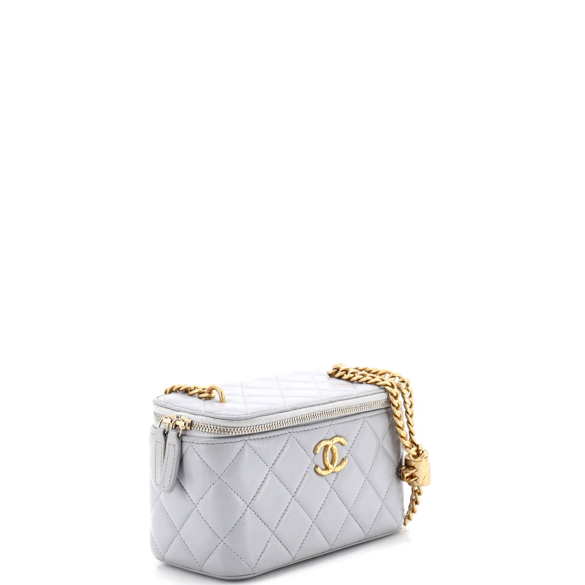 All Slide Long Vanity Case with Chain Quilted Lambskin Small - Image 2