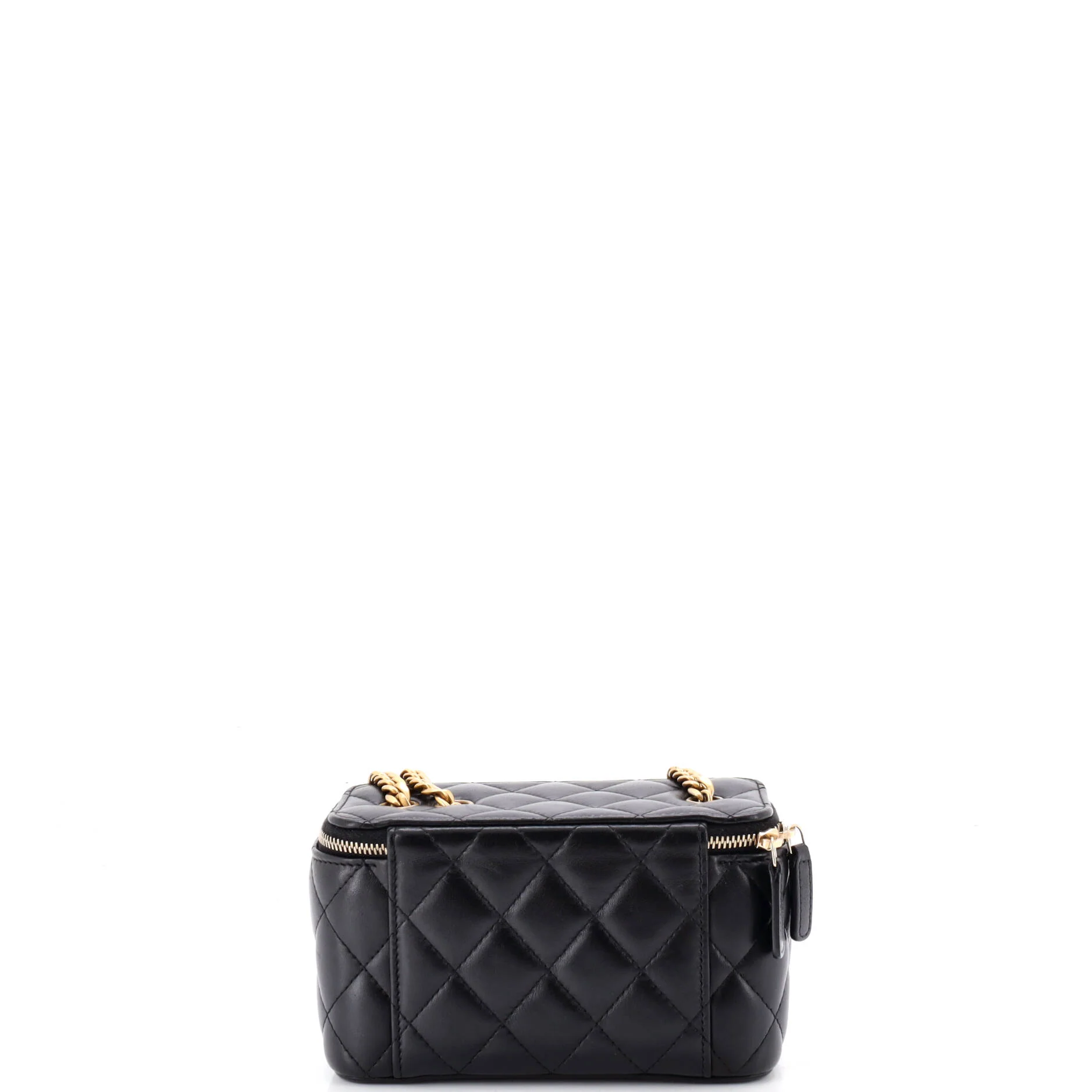 All Slide Long Vanity Case with Chain Quilted Lambskin Small - Image 3
