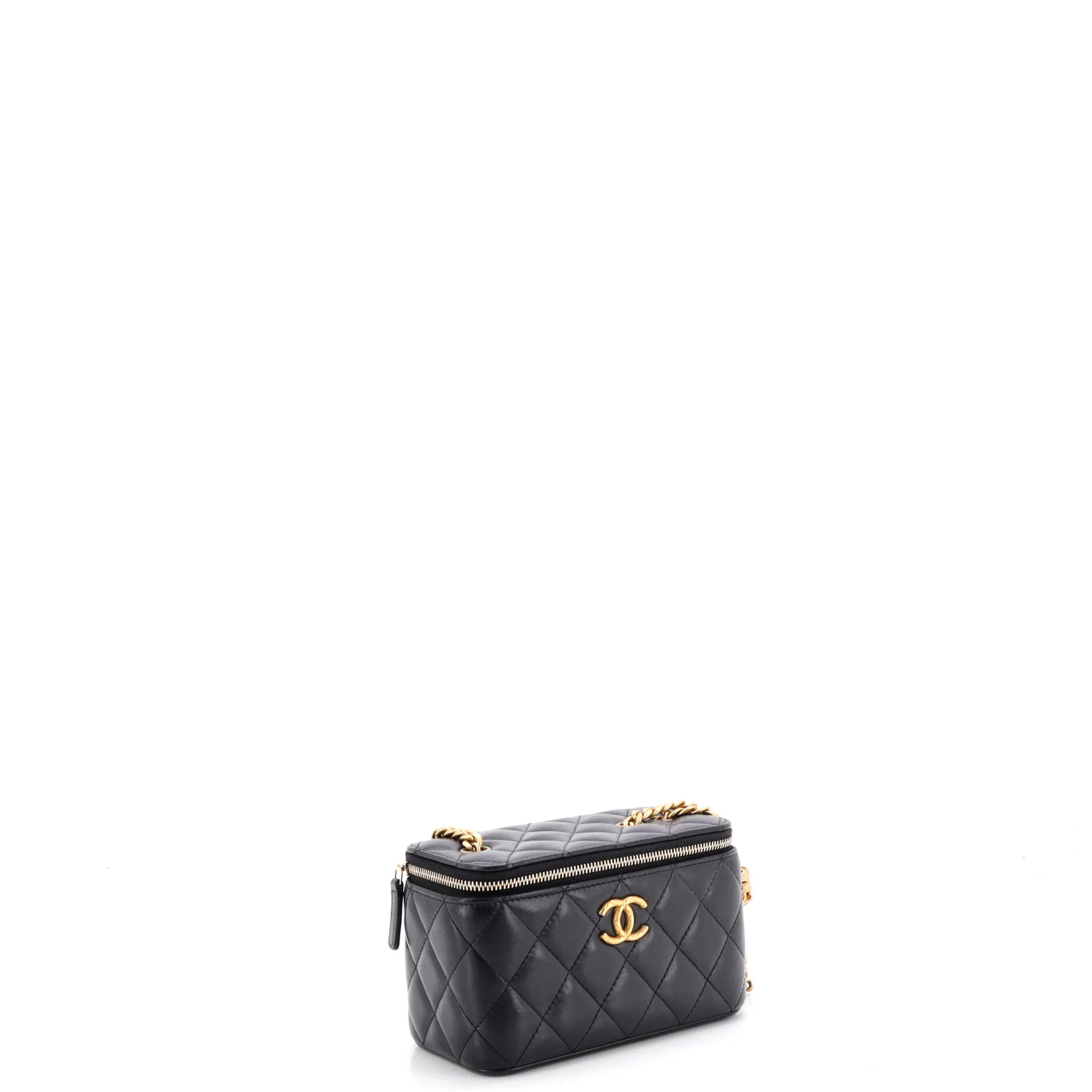 All Slide Long Vanity Case with Chain Quilted Lambskin Small - Image 2