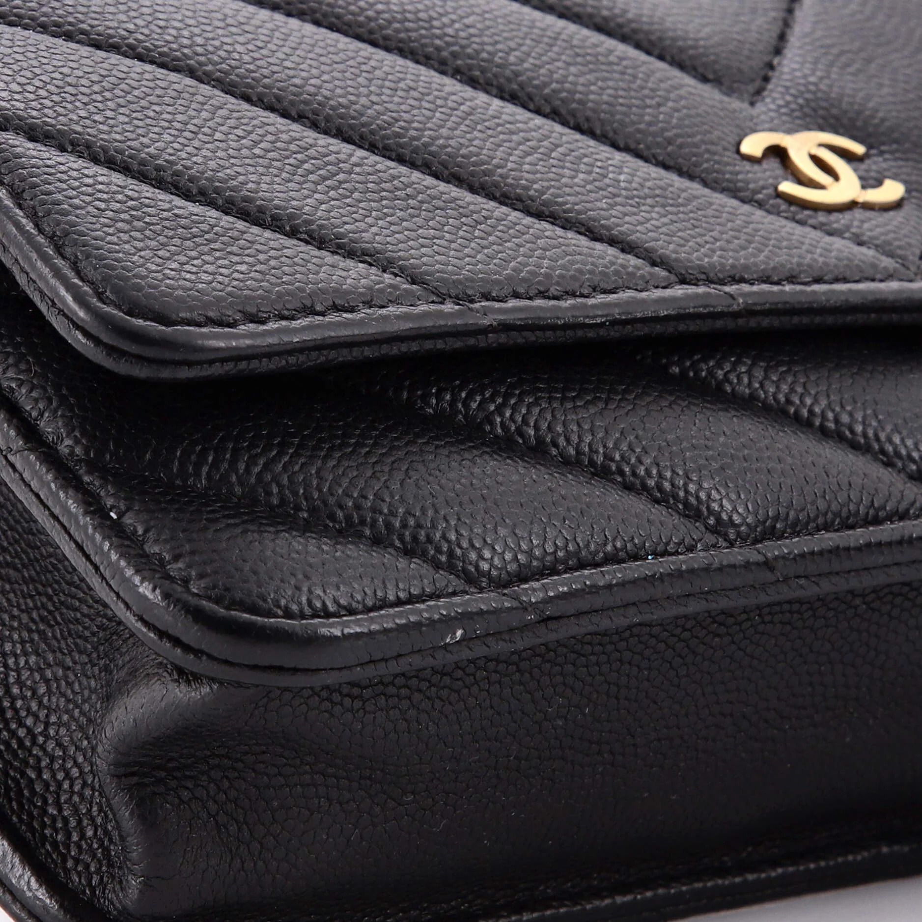 Ancient Greek Charm Wallet on Chain Chevron Caviar - Image 6