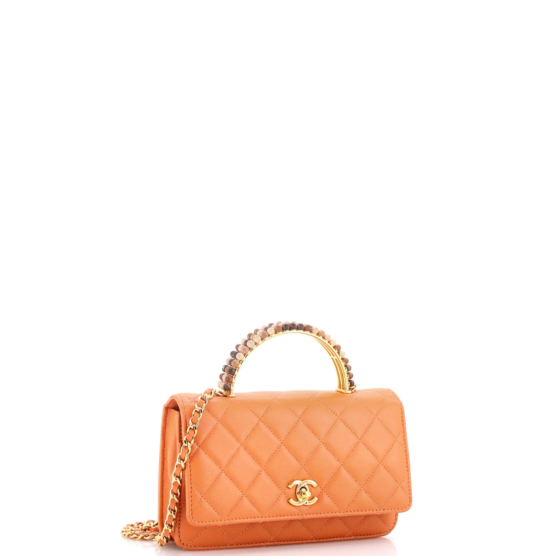 Beaded Logo Top Handle Wallet on Chain Quilted Lambskin - Image 2