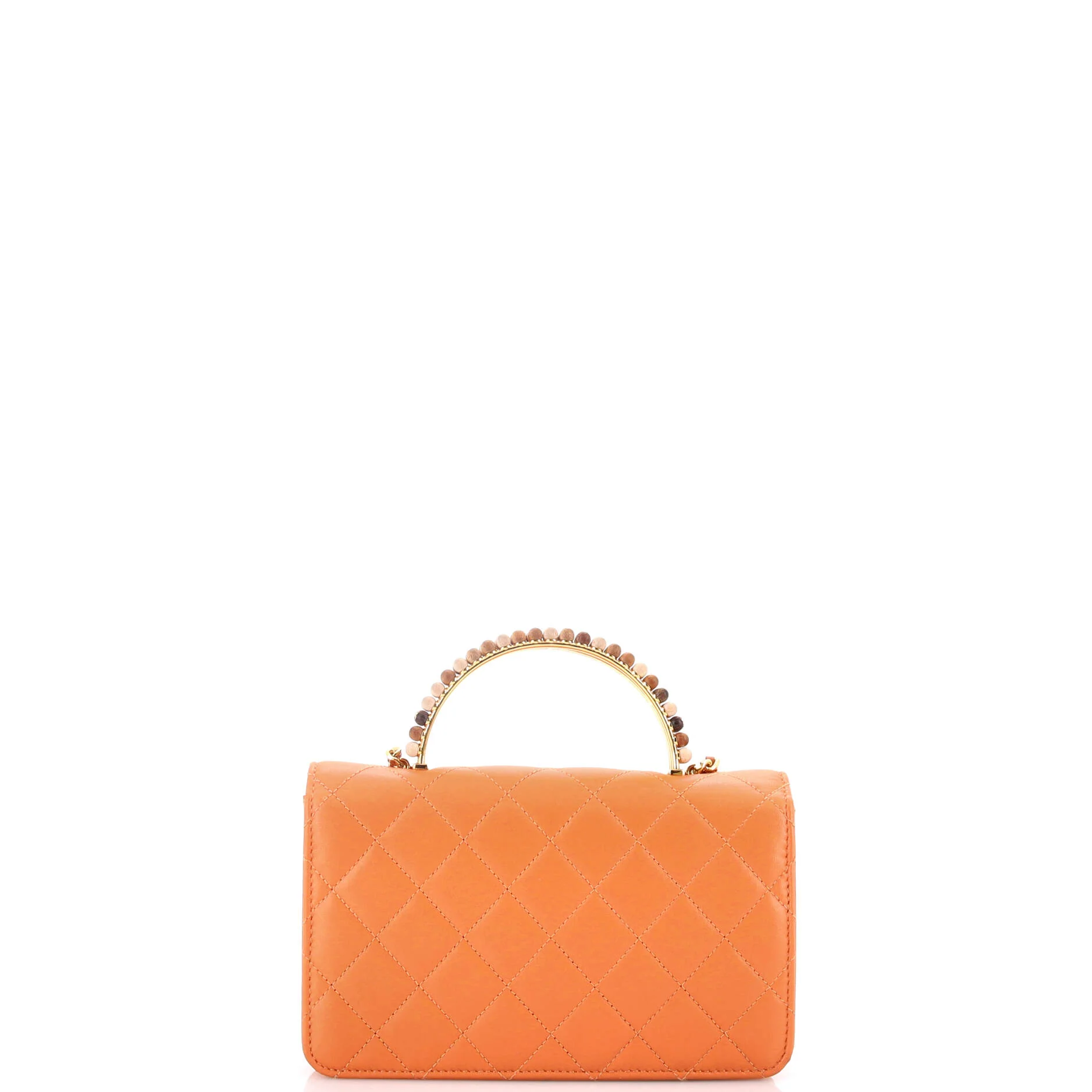 Beaded Logo Top Handle Wallet on Chain Quilted Lambskin - Image 3