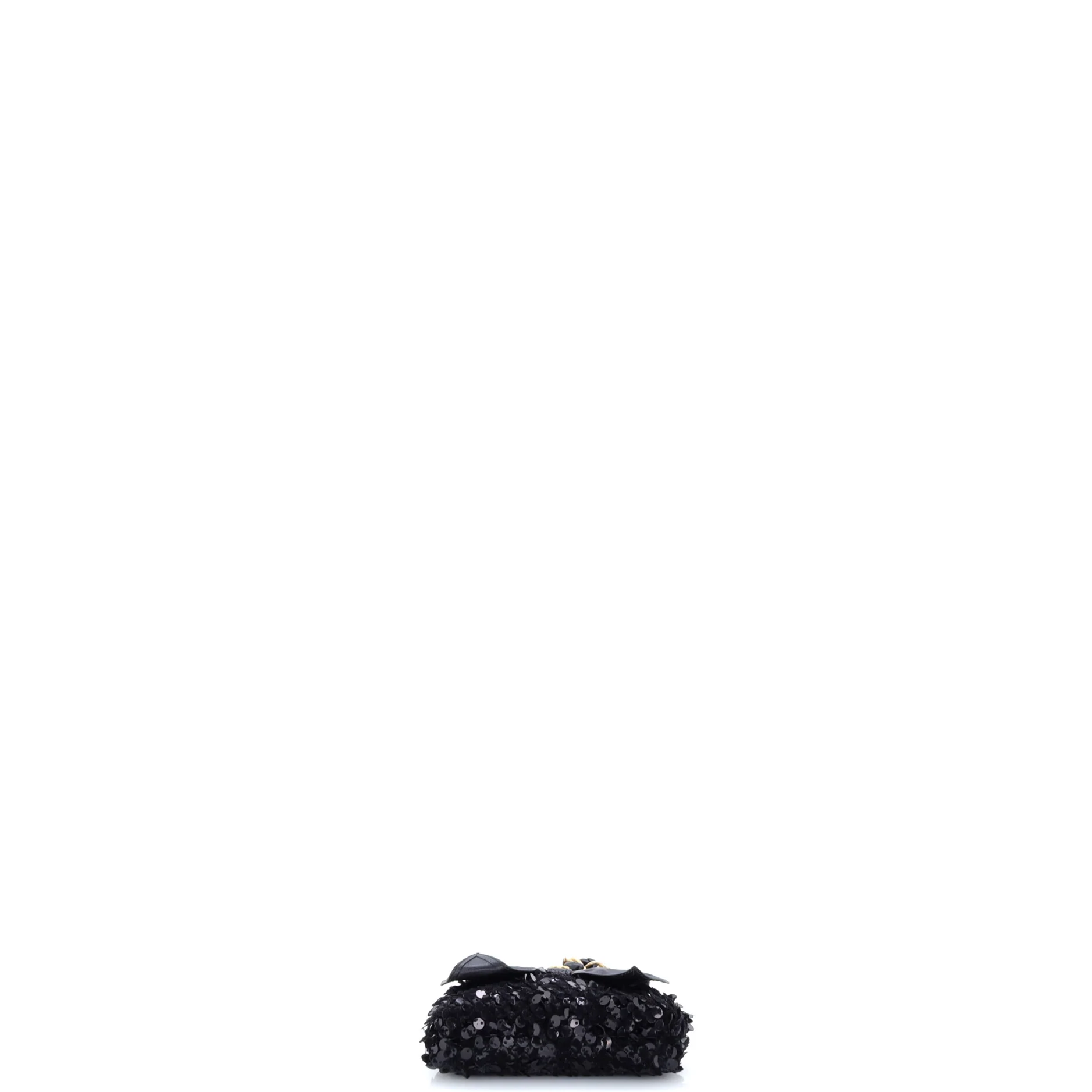 Bow Frame Clutch With Chain Sequin Embellished Tweed with Leather Mini - Image 4