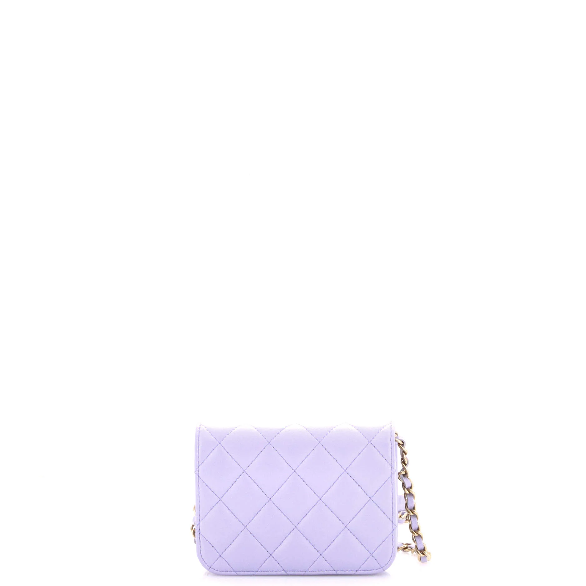 Bow Strap Card Holder on Chain Quilted Lambskin - Image 4